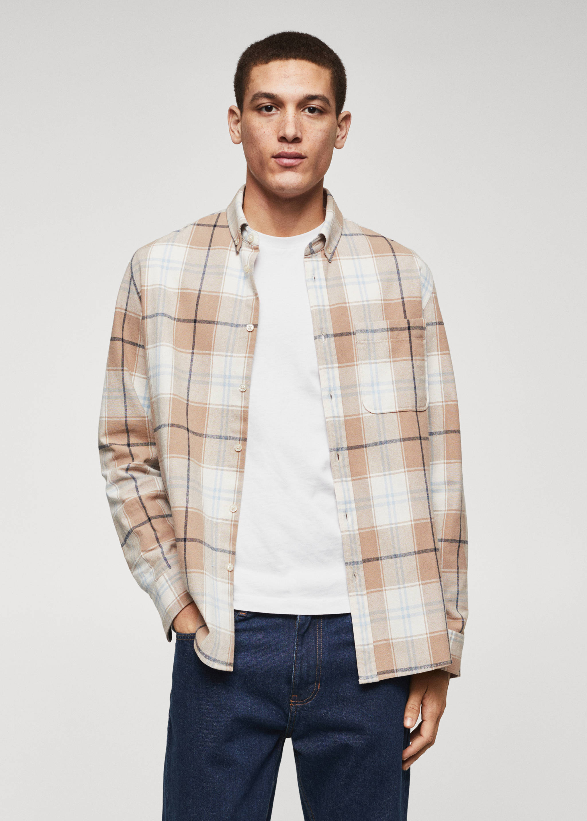 Chemise regular fit à carreaux en coton - Plan moyen