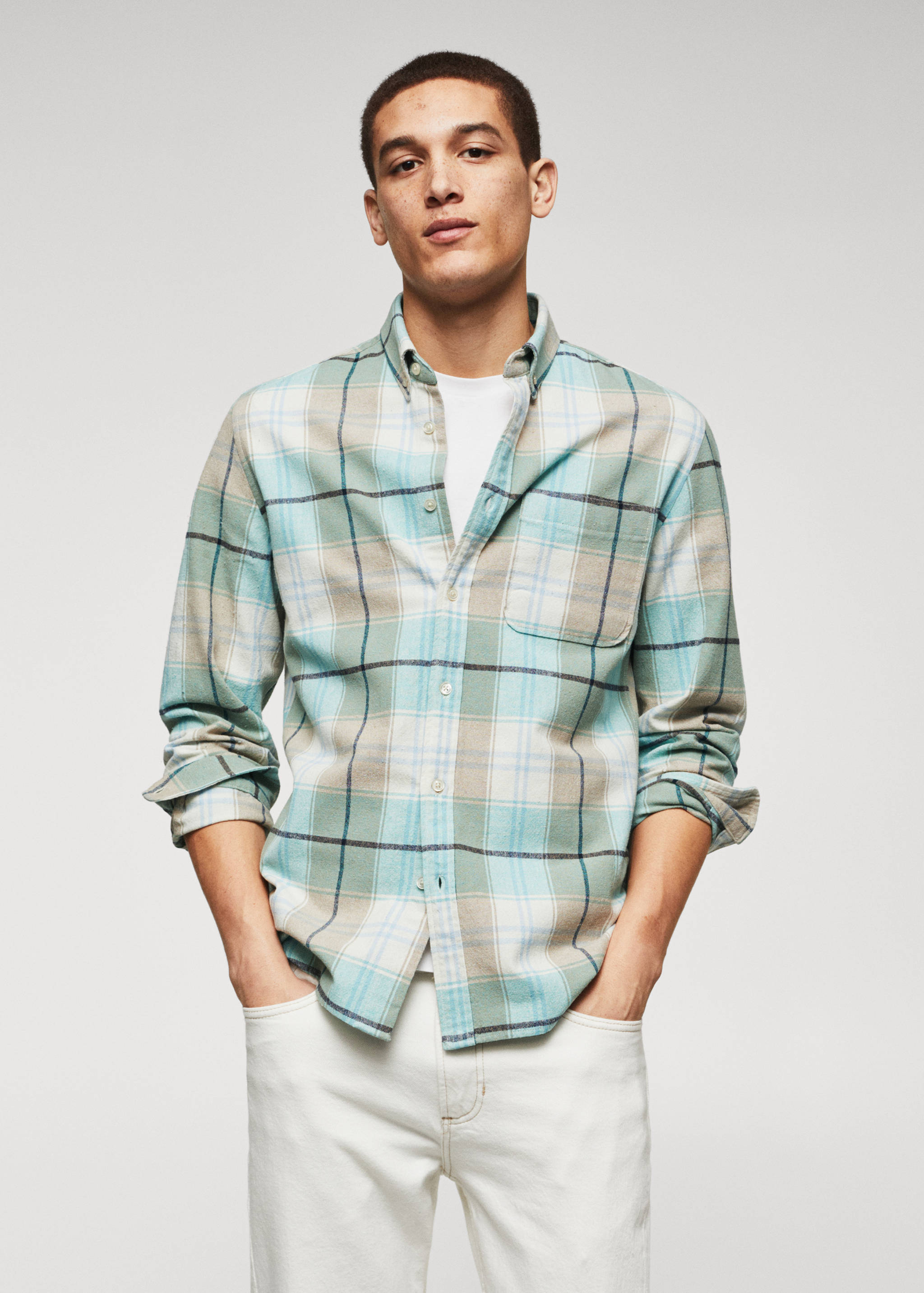 Chemise regular fit à carreaux en coton - Plan moyen