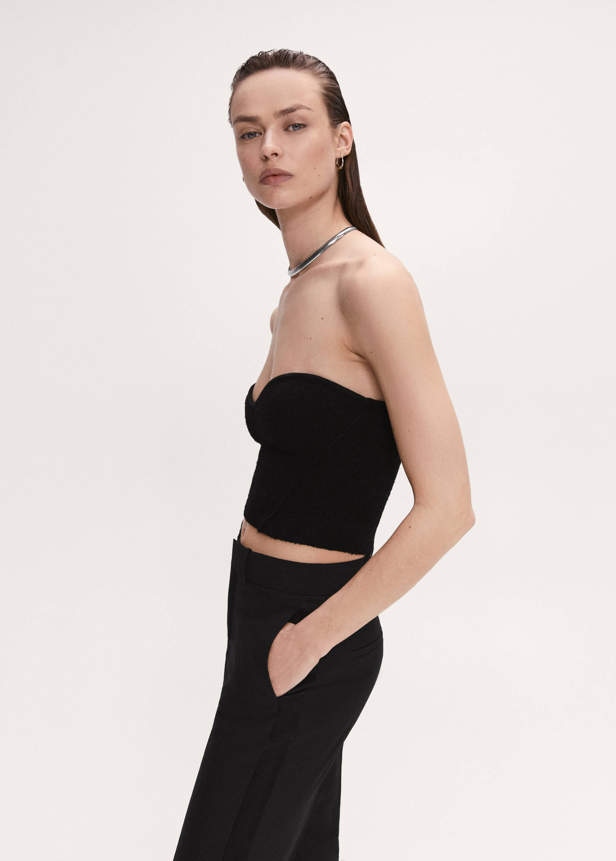 Trousers with satin detail - Details of the article 1