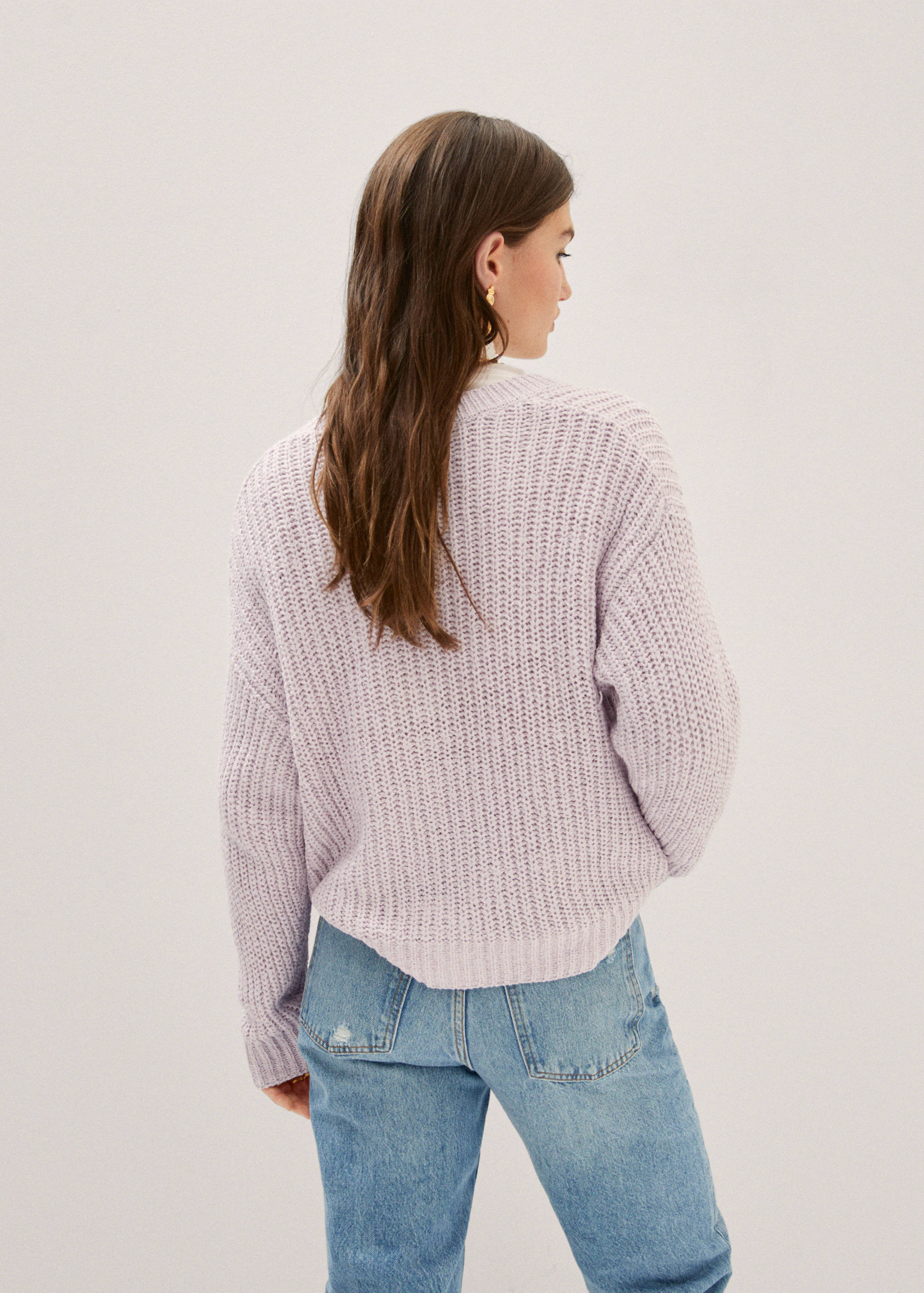 V-neck knitted cardigan - Reverse of the article