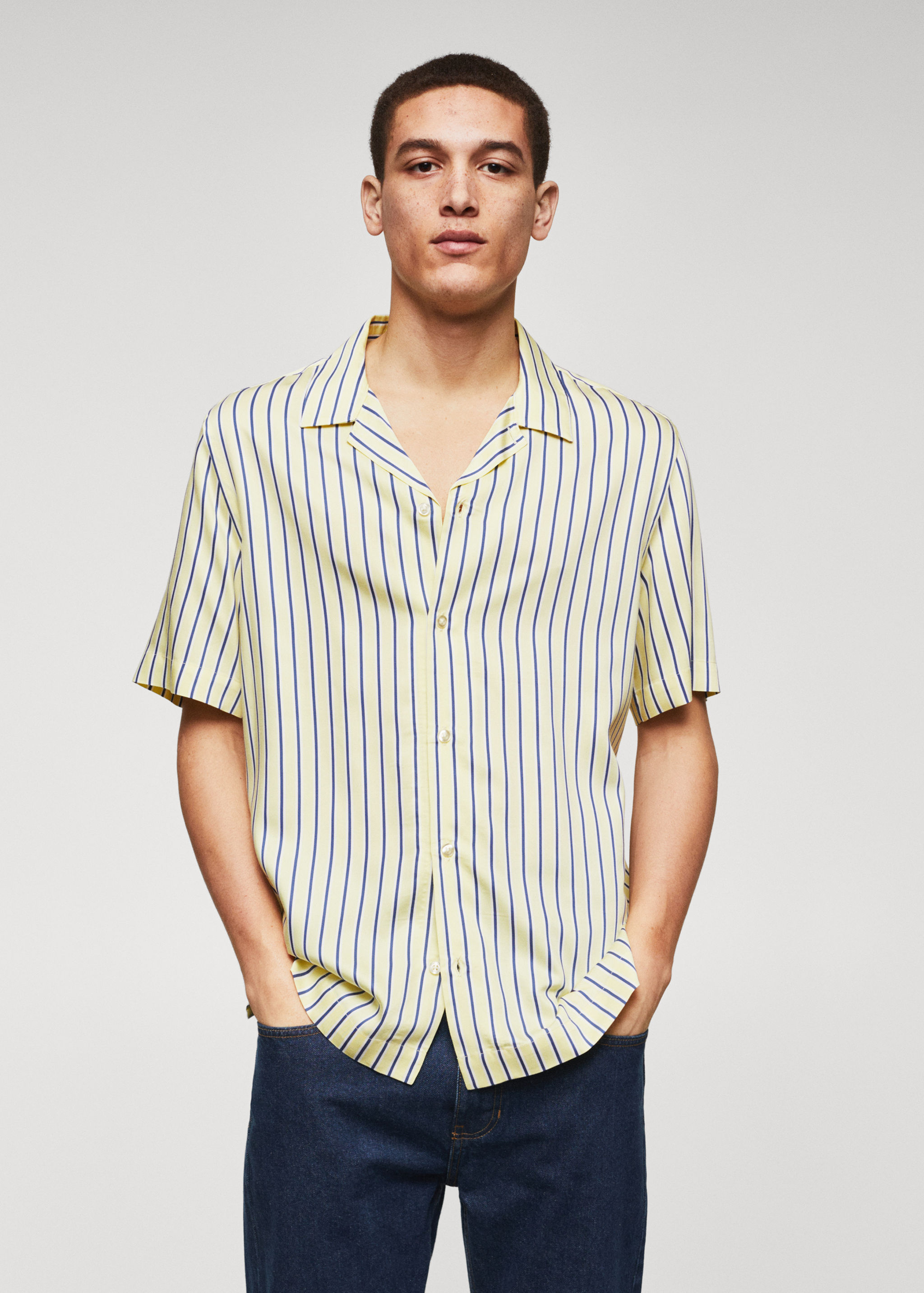 Regular-fit striped bowling shirt - Medium plane