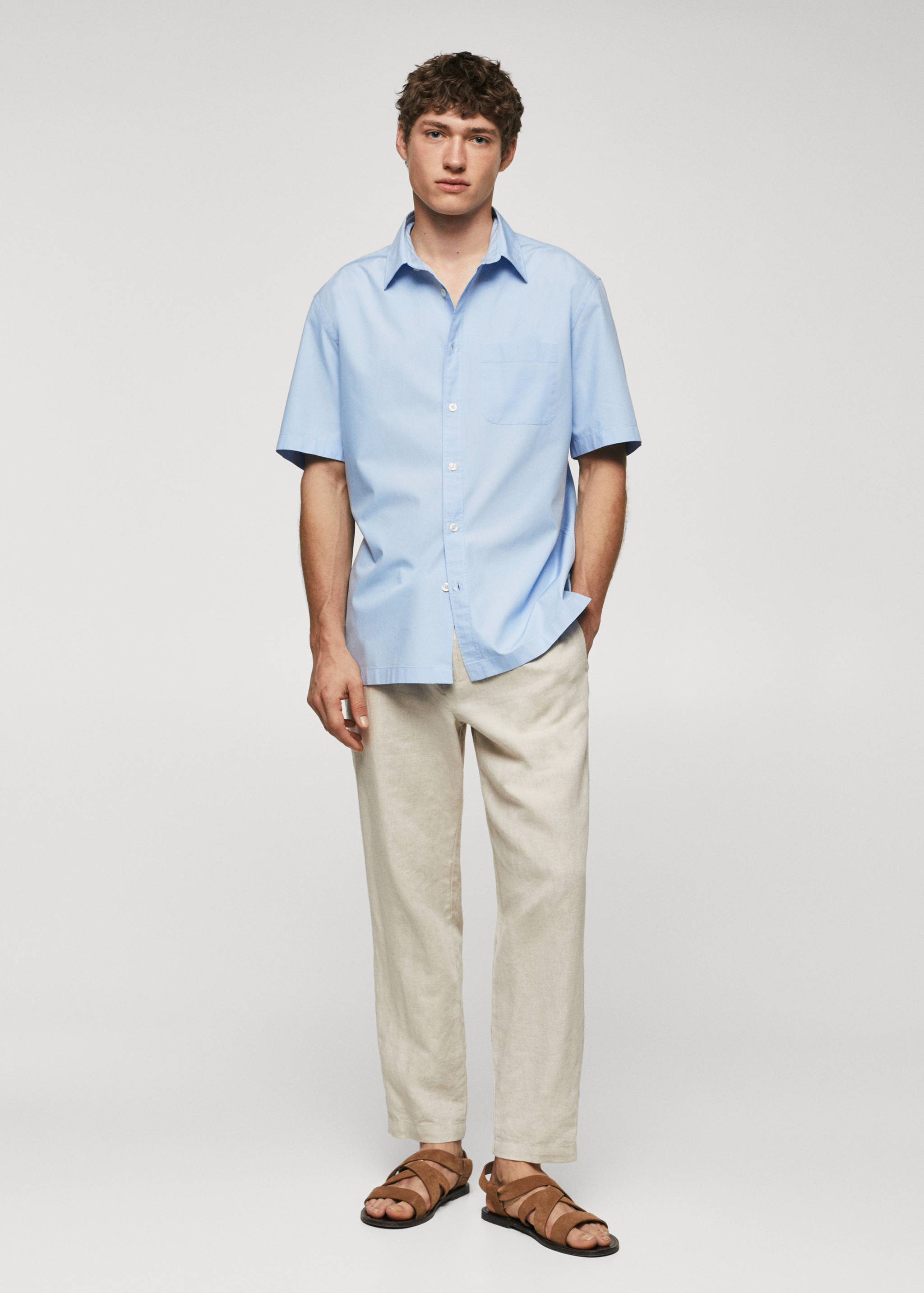 Regular-fit cotton short-sleeved shirt - General plane