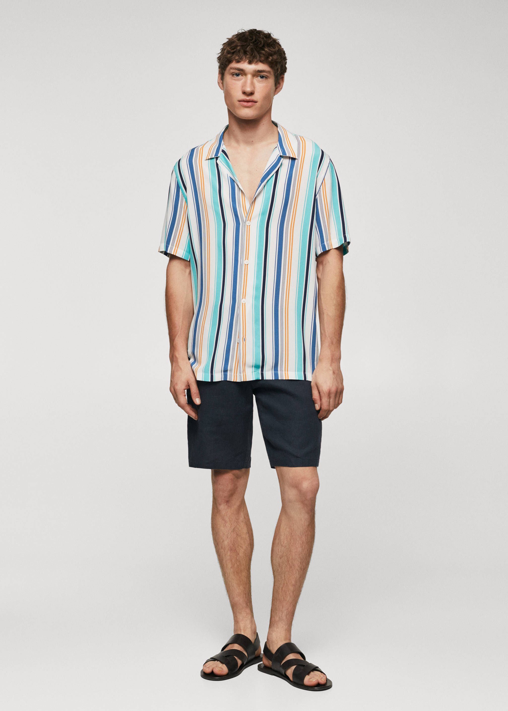 Regular-fit striped bowling shirt - General plane