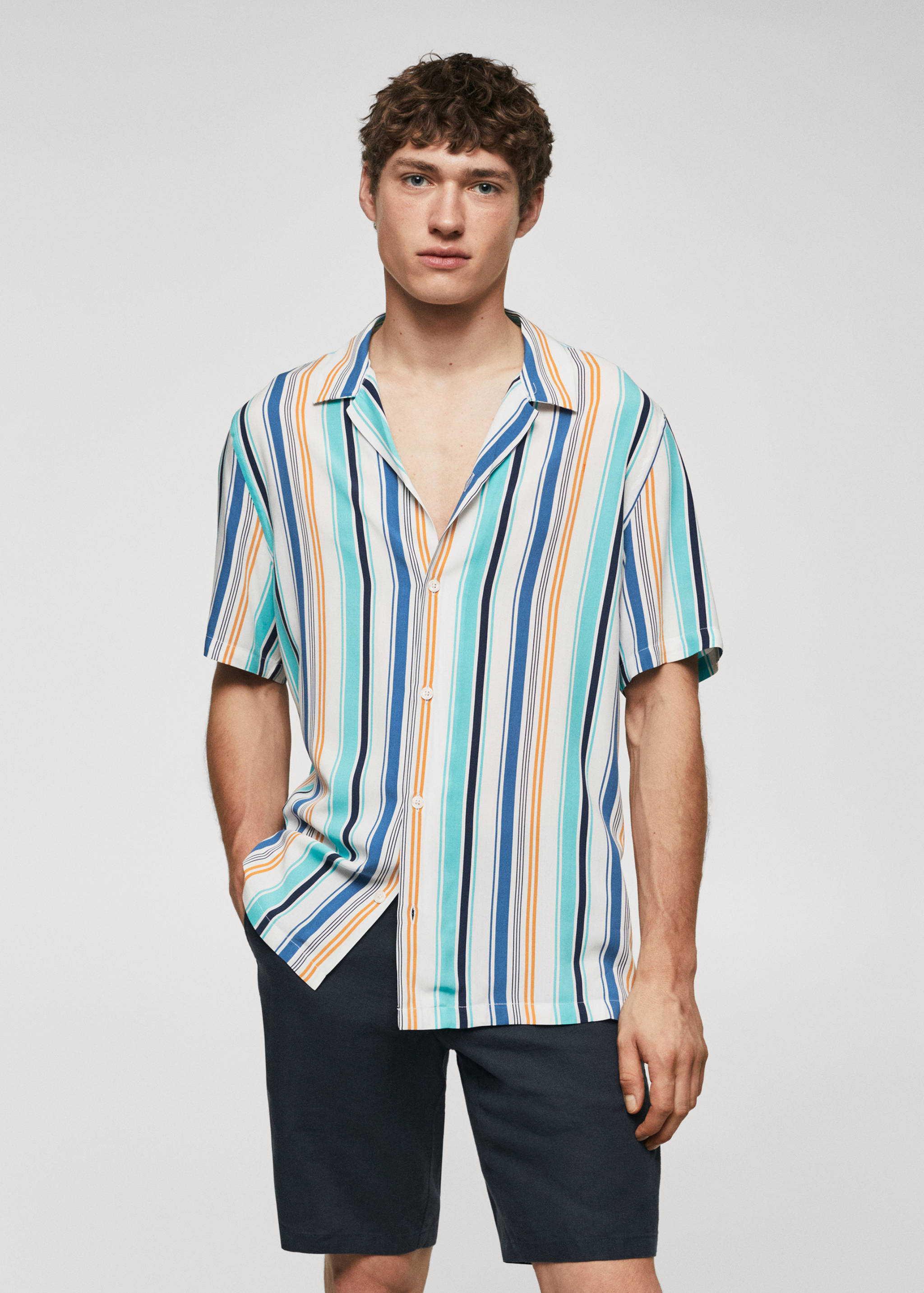 Regular-fit striped bowling shirt - Medium plane
