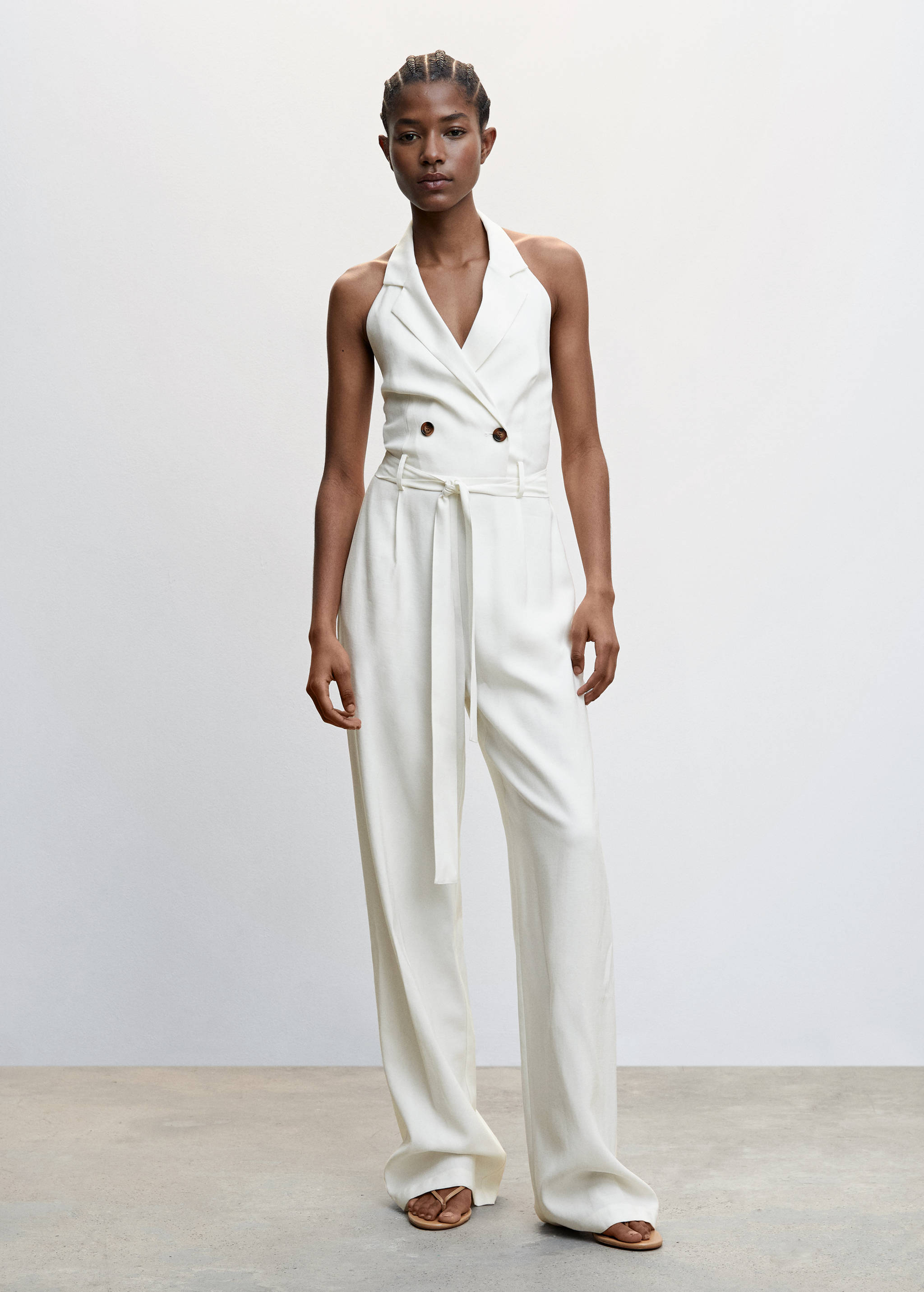 Halterjumpsuit met open rug - Overzichtstekening