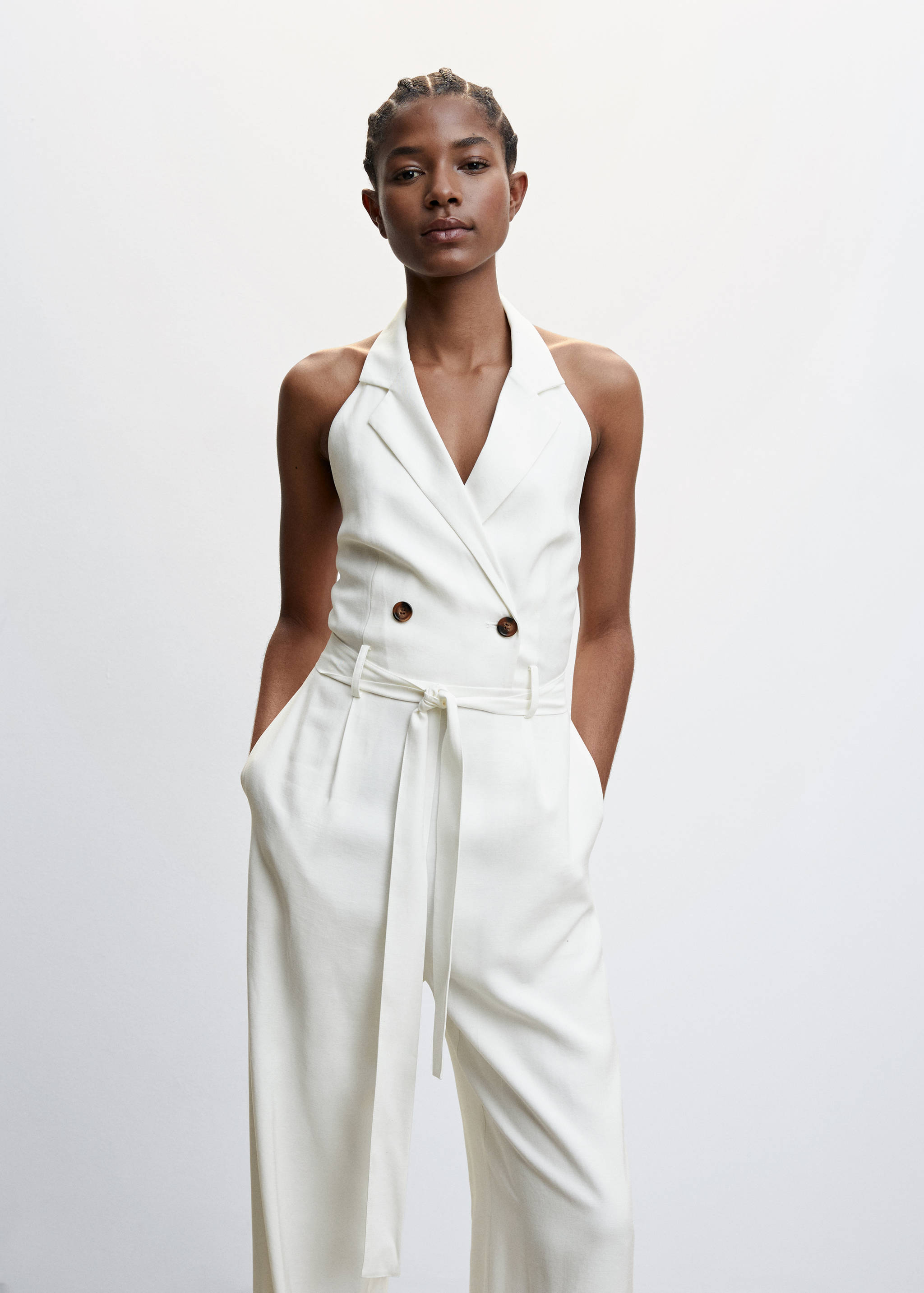 Halterjumpsuit met open rug - Middenvlak