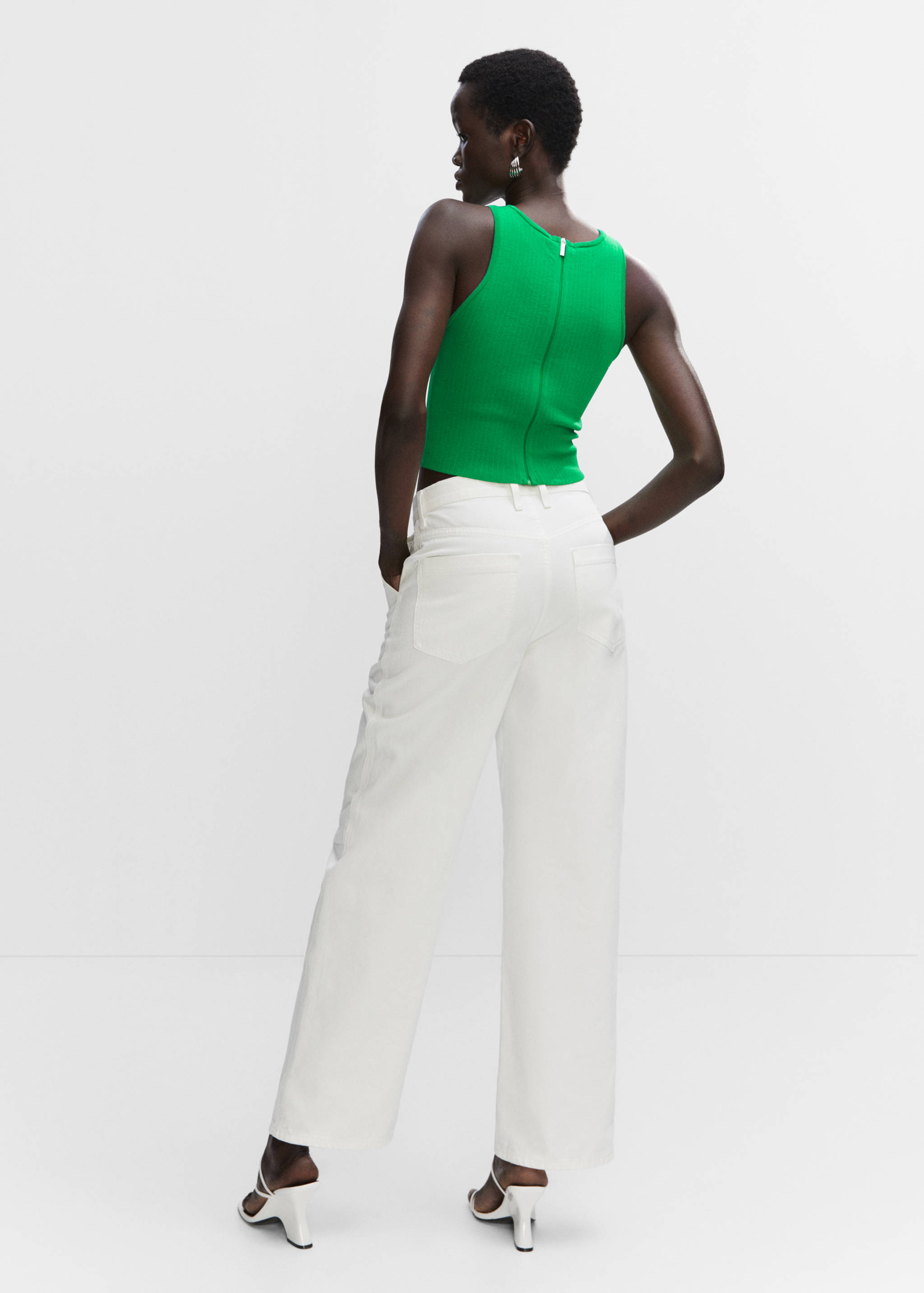 Top maglia a coste zip - Retro dell'articolo