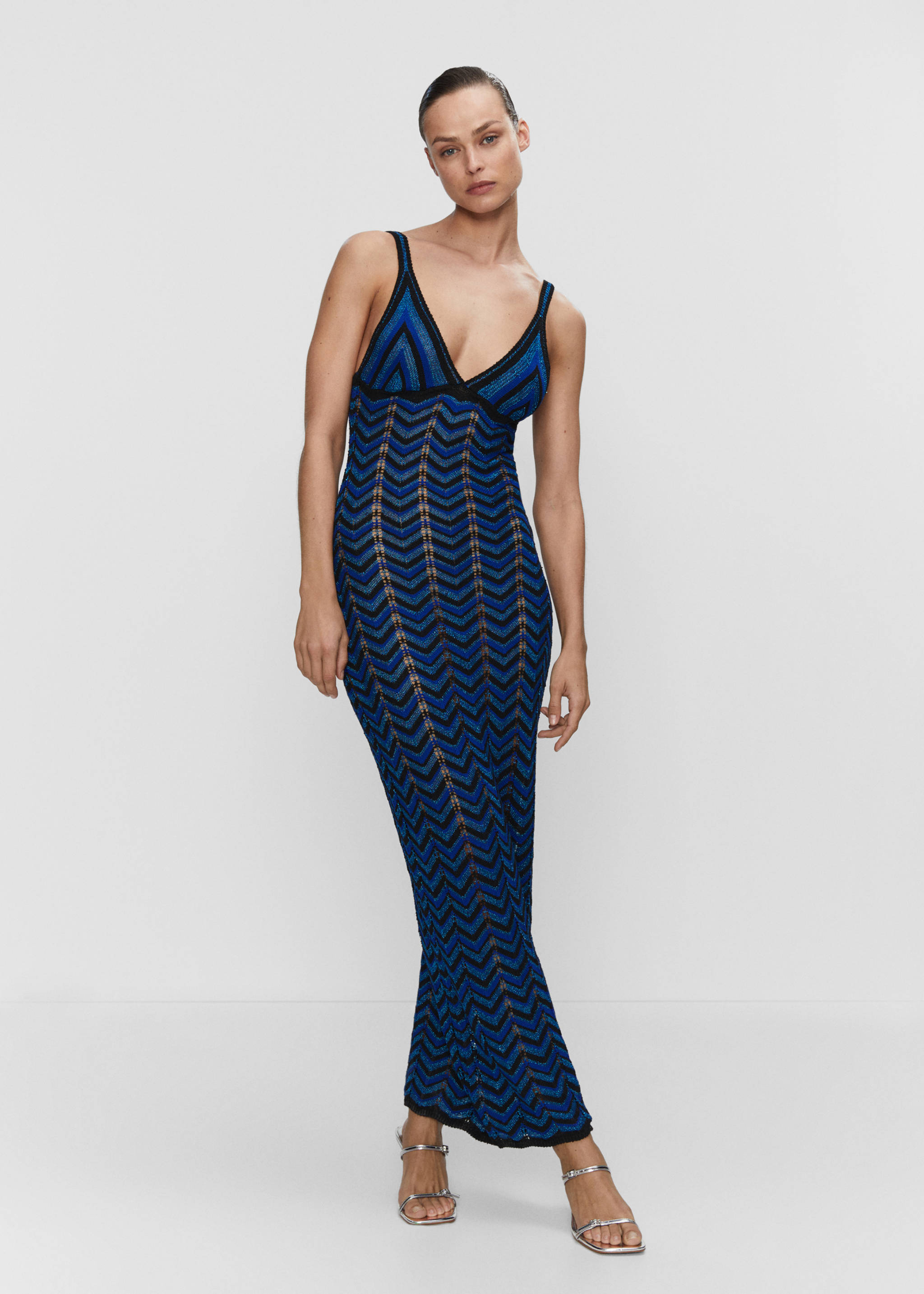 Lurex geometric openwork dress - General plane