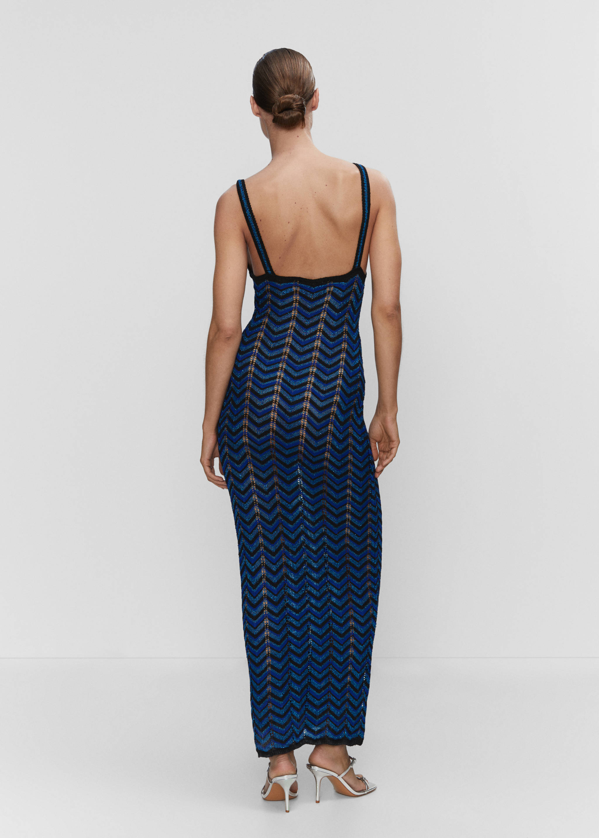 Lurex geometric openwork dress - Reverse of the article