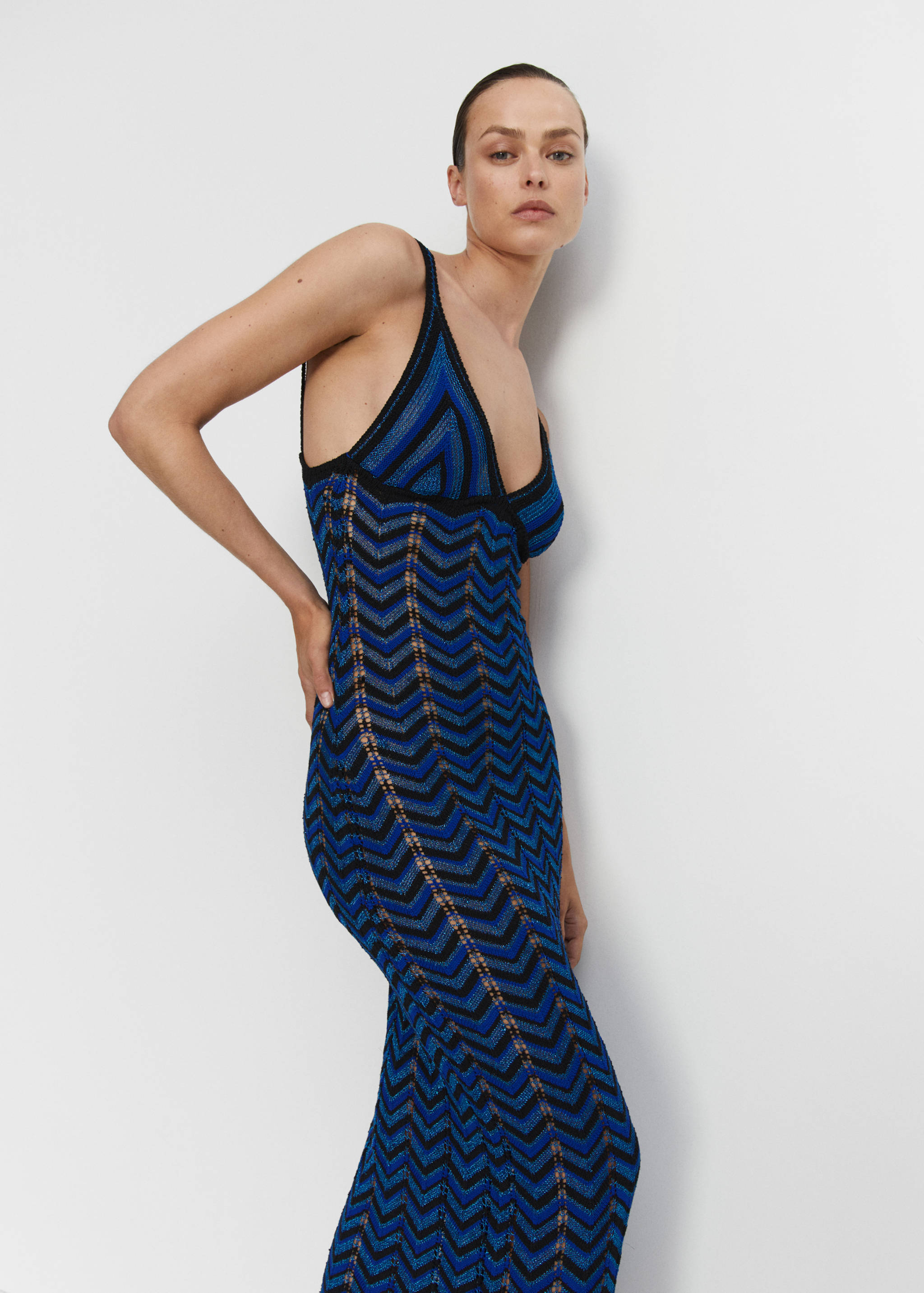 Lurex geometric openwork dress - Details of the article 2