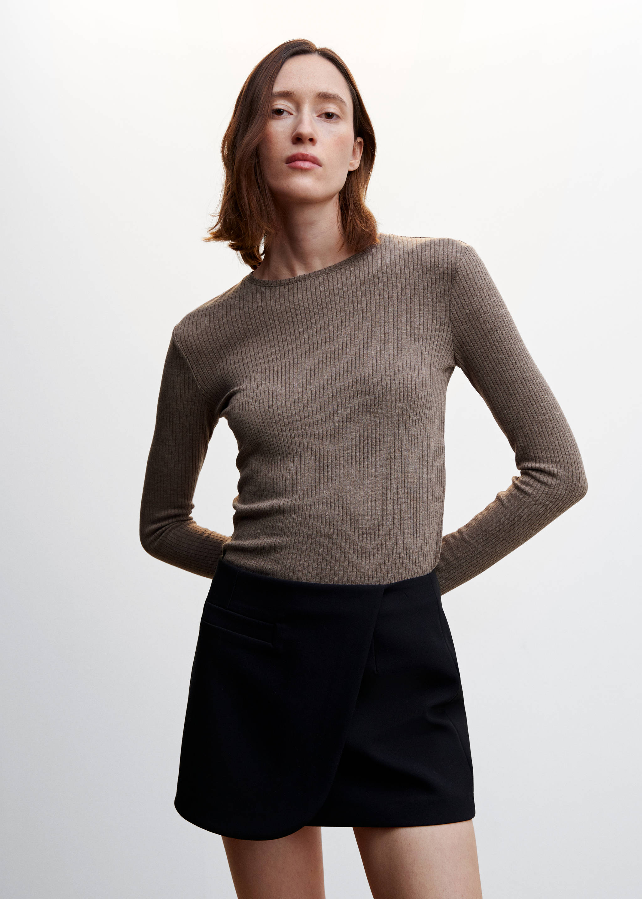 T-shirt maille côtelée - Plan moyen