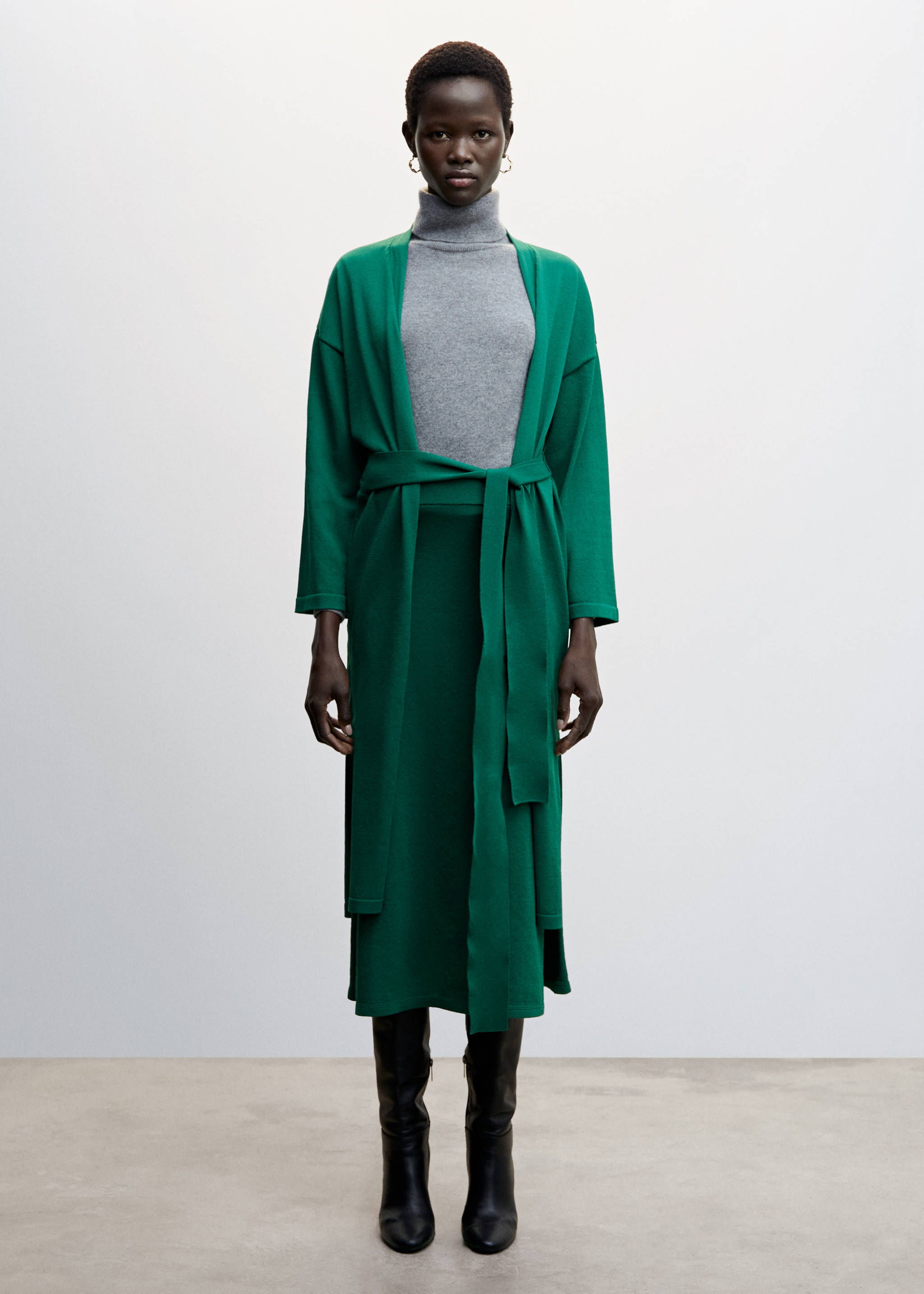 Cardigan long ceinture - Plan général