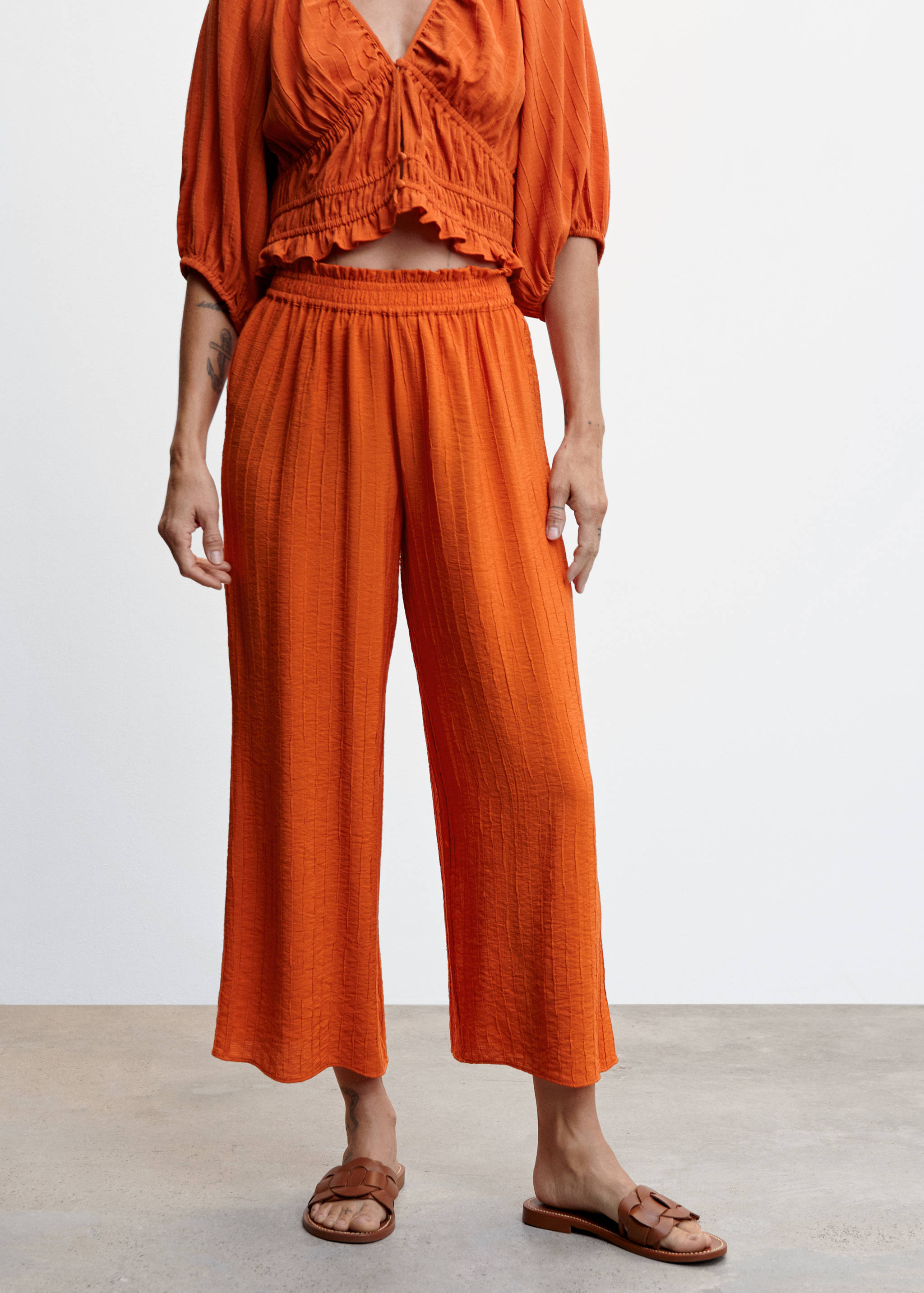 Texturierte Culotte-Hose  - Mittlere Ansicht