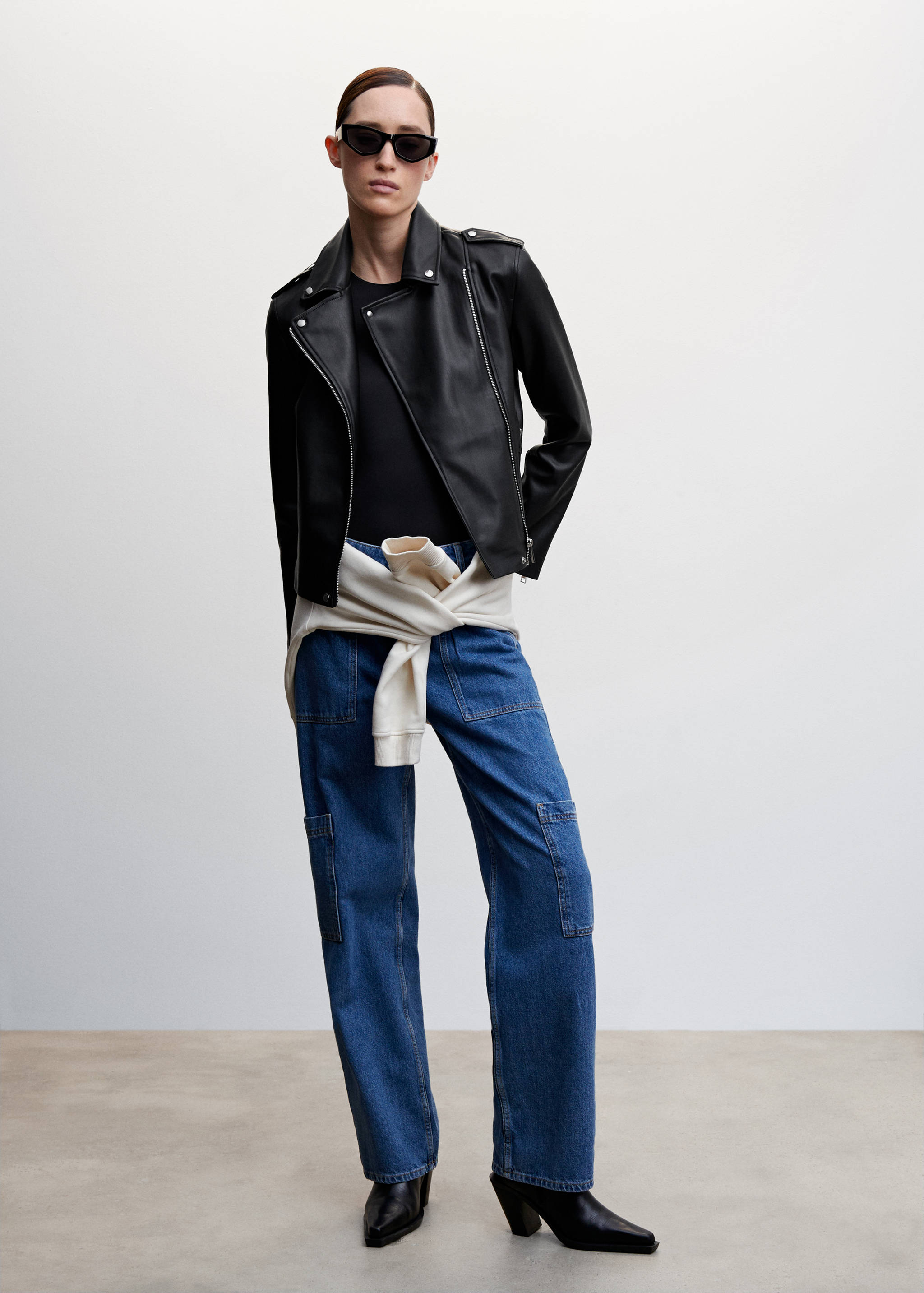 Faux-leather biker jacket - General plane