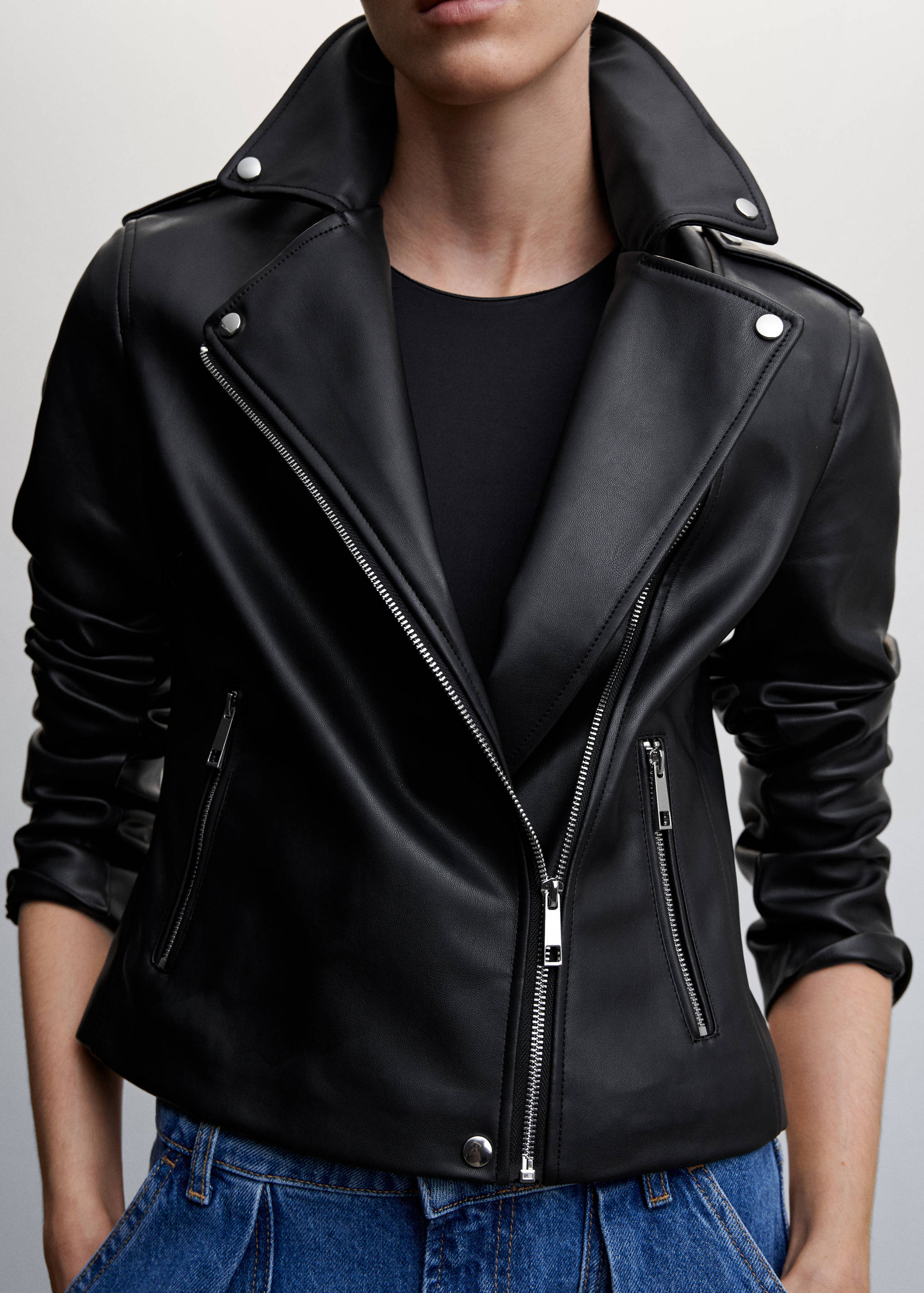 Faux-leather biker jacket - Medium plane