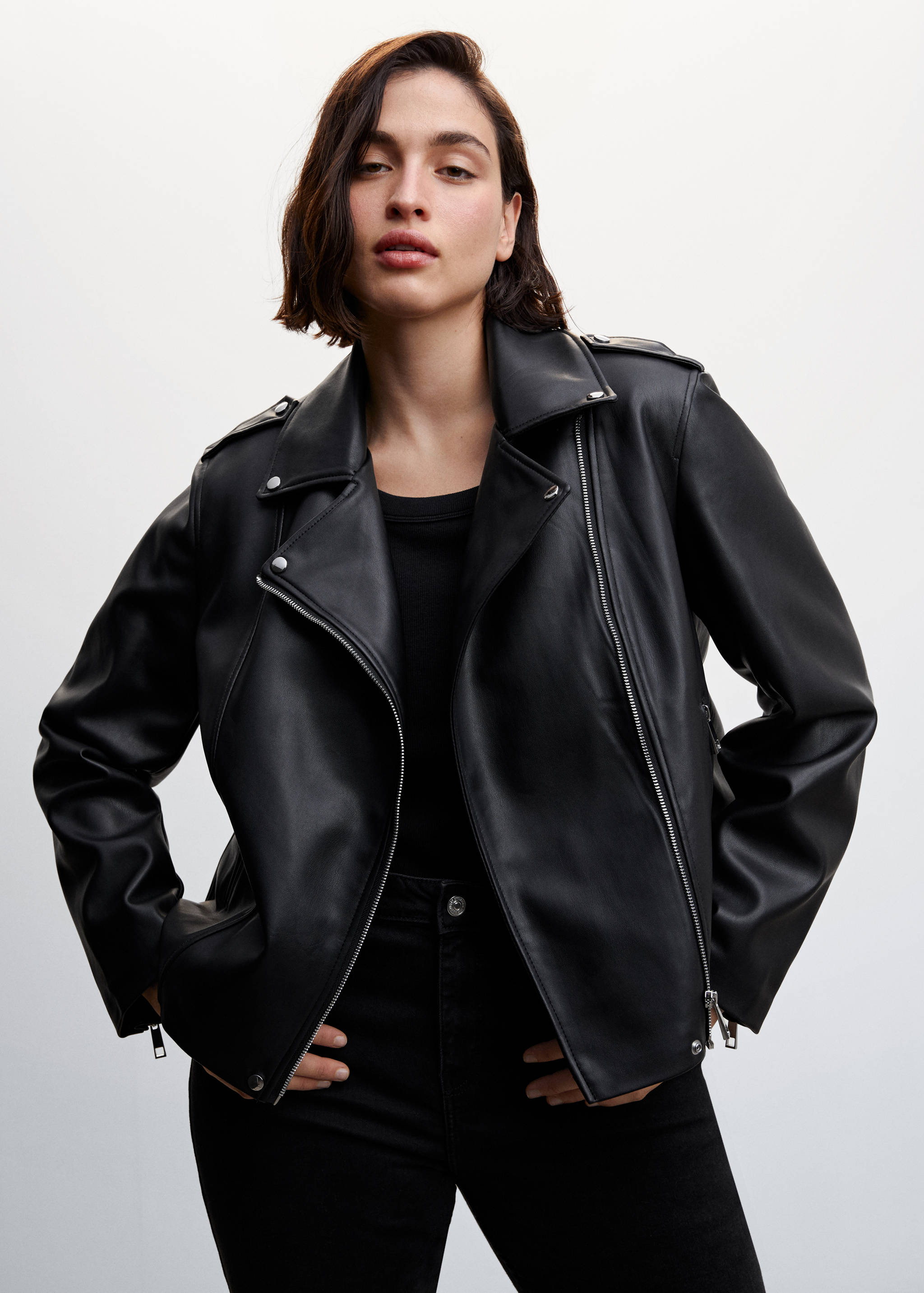Faux-leather biker jacket - Details of the article 5
