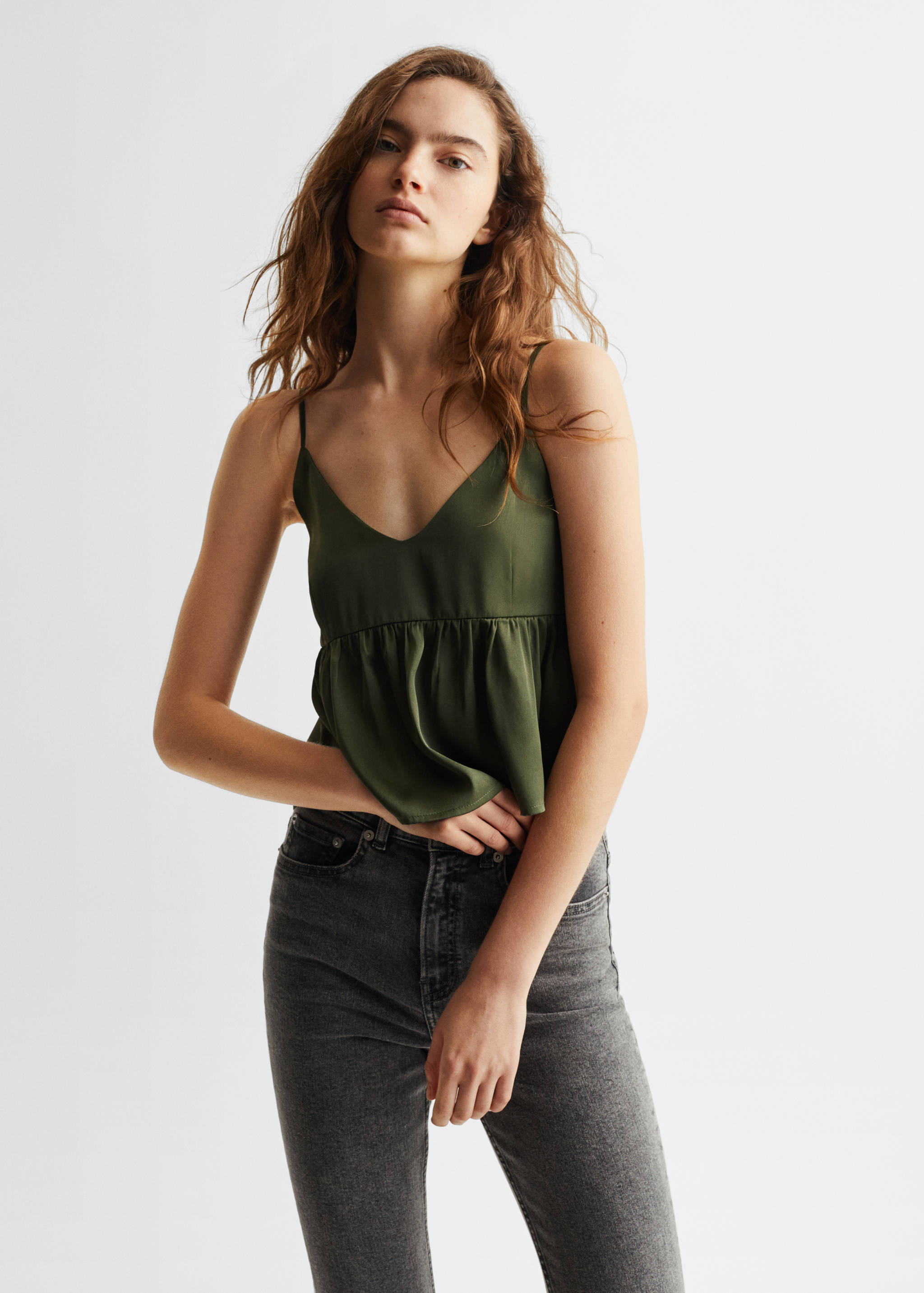 Crop Top mit Rüschen - Mittlere Ansicht