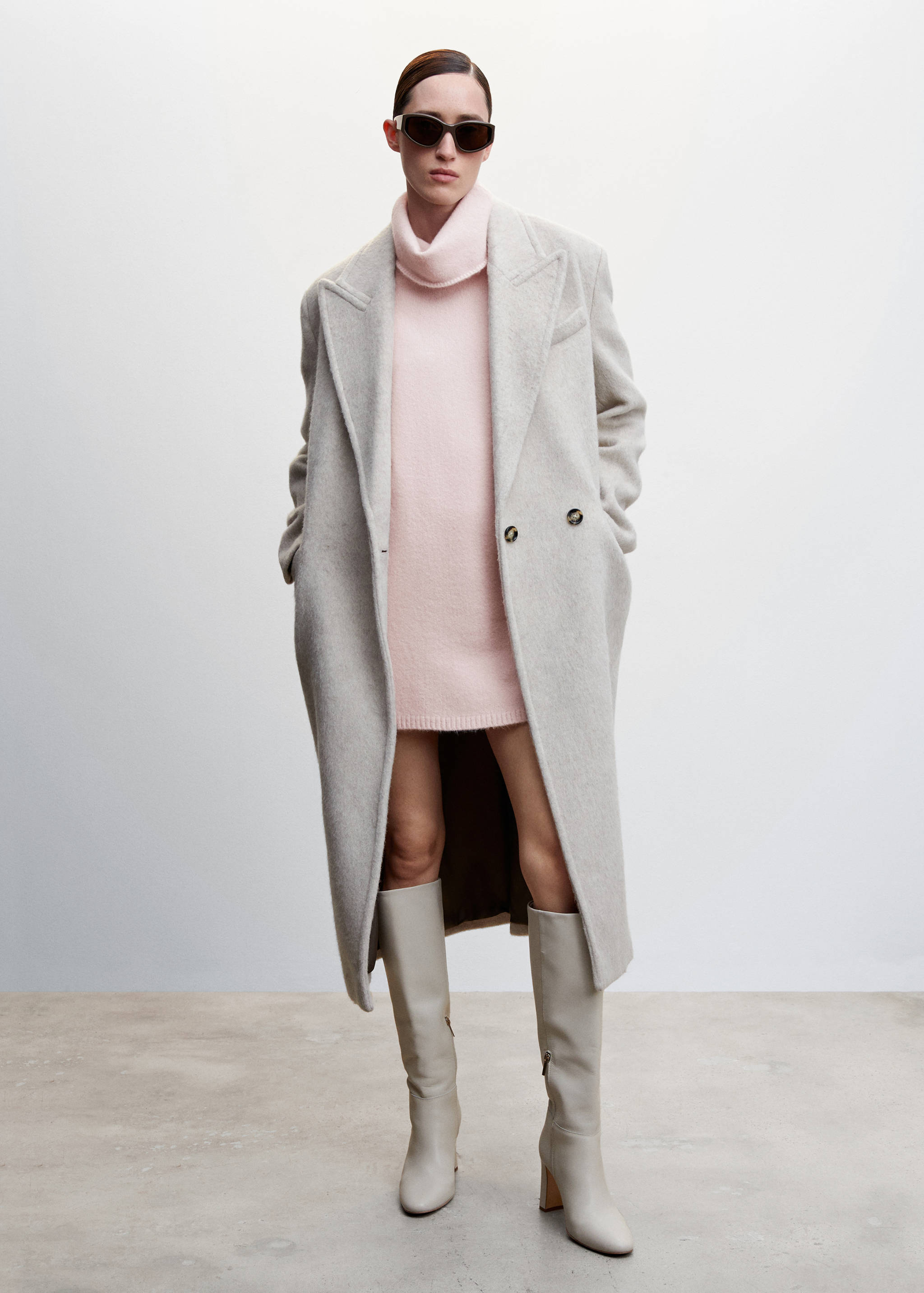 Vestido punto cuello vuelto - Plano general