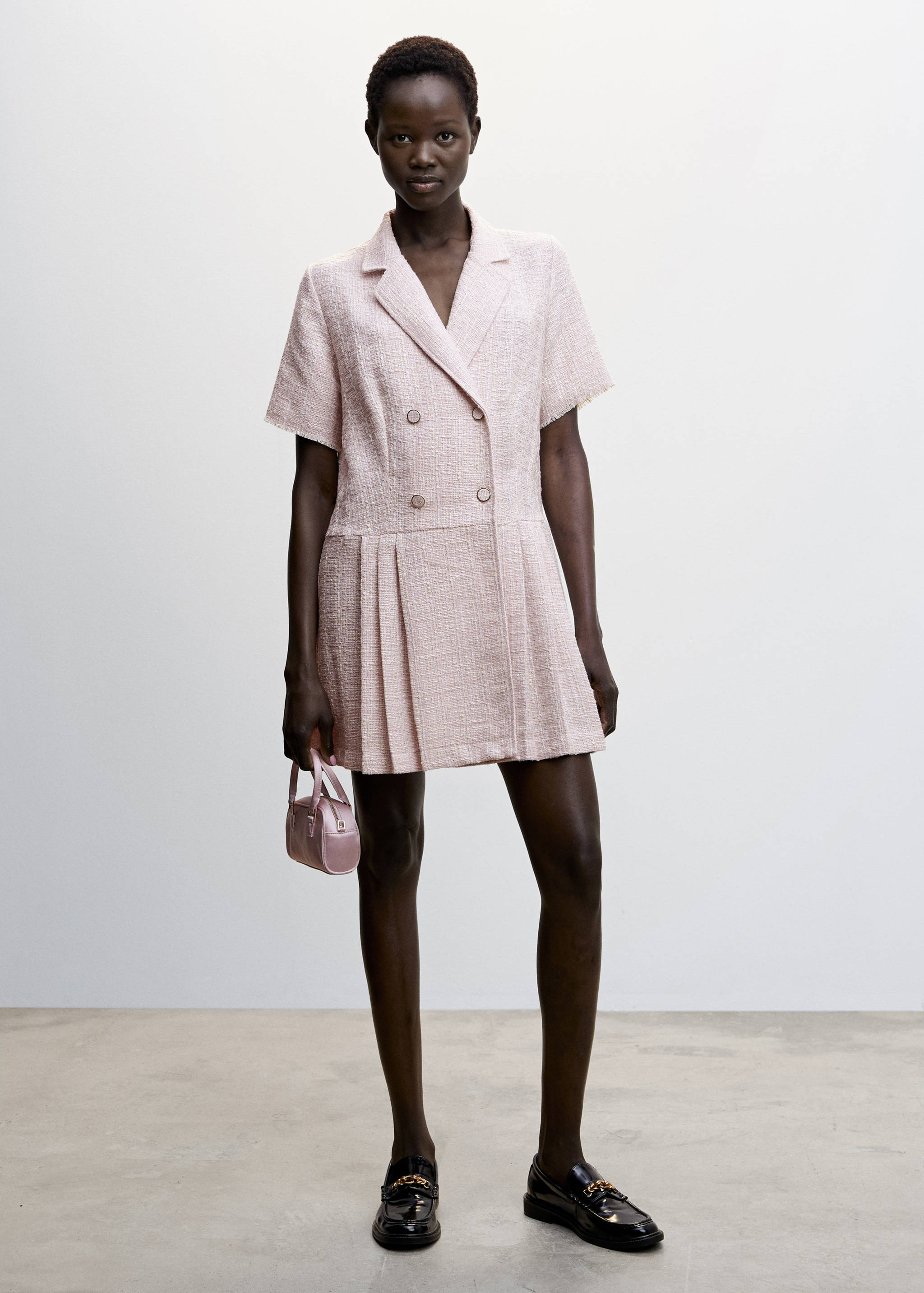 Vestido de tweed com botões - Plano geral