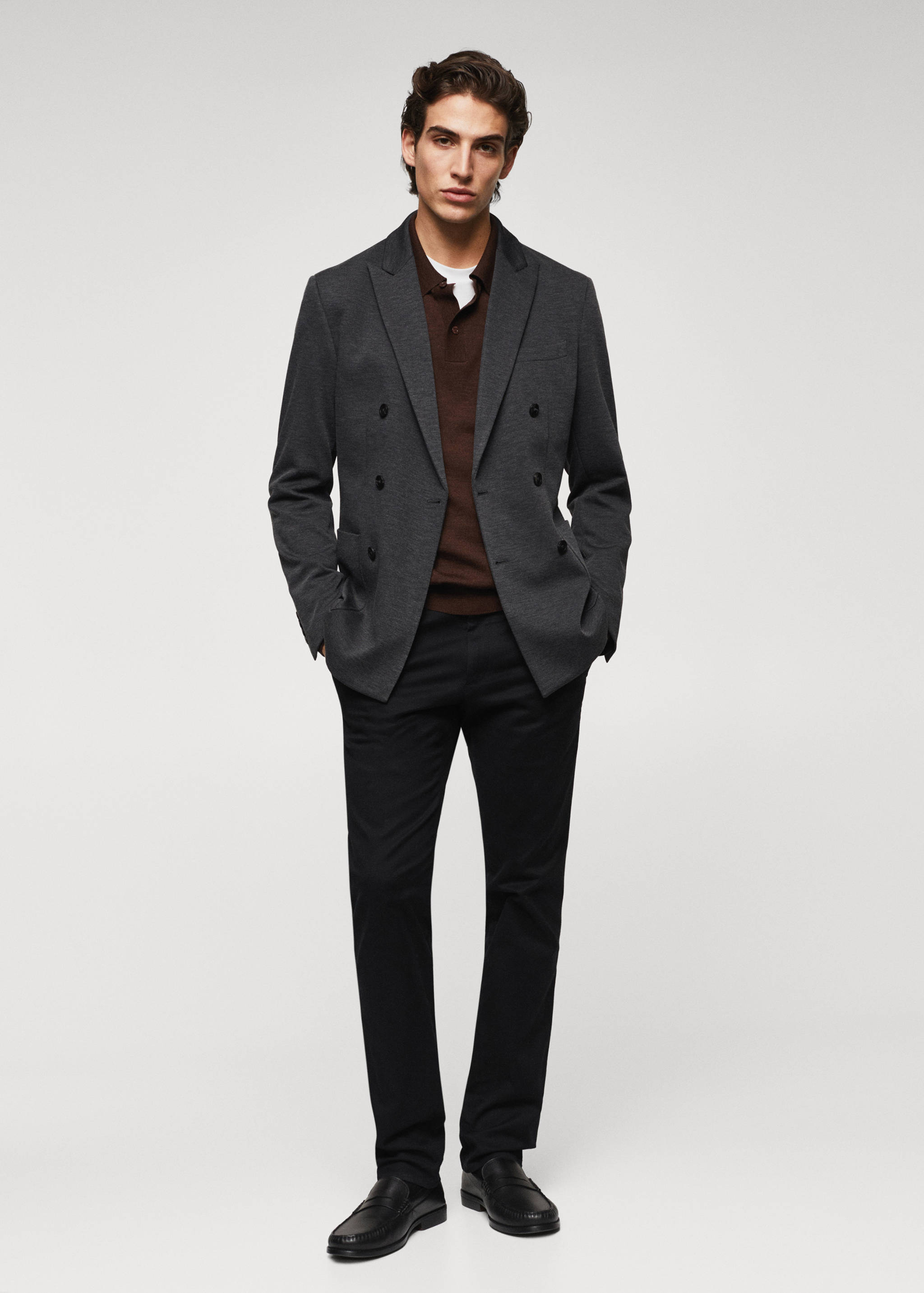 Doppelreihiger Slim Fit-Blazer - Allgemeine Ansicht