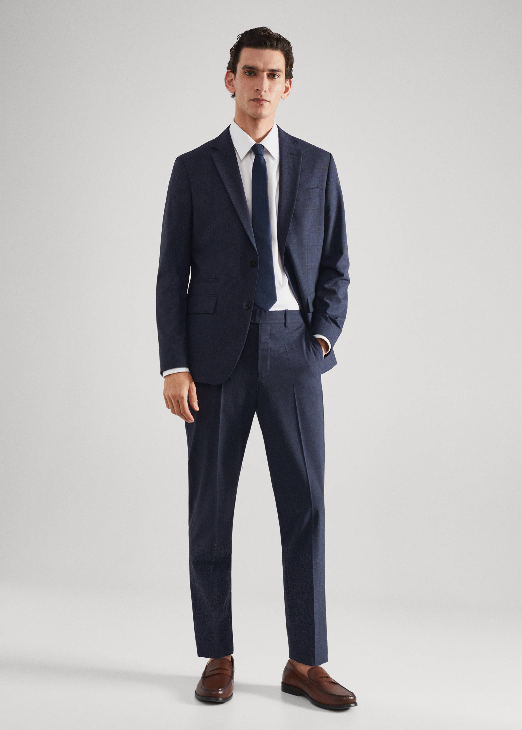 Slim-fit wool suit jacket - General plane