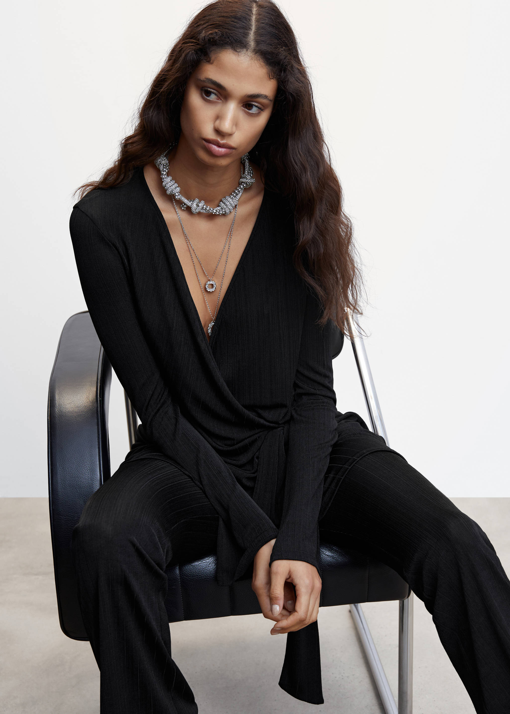 Cardigan in Wickel-Optik mit Schleife - Detail des Artikels 4