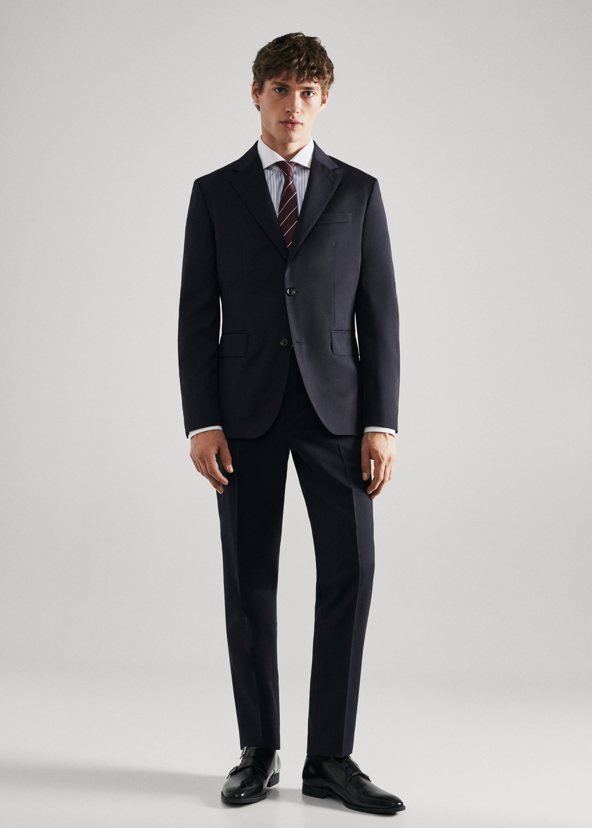 Slim fit virgin wool suit blazer - General plane