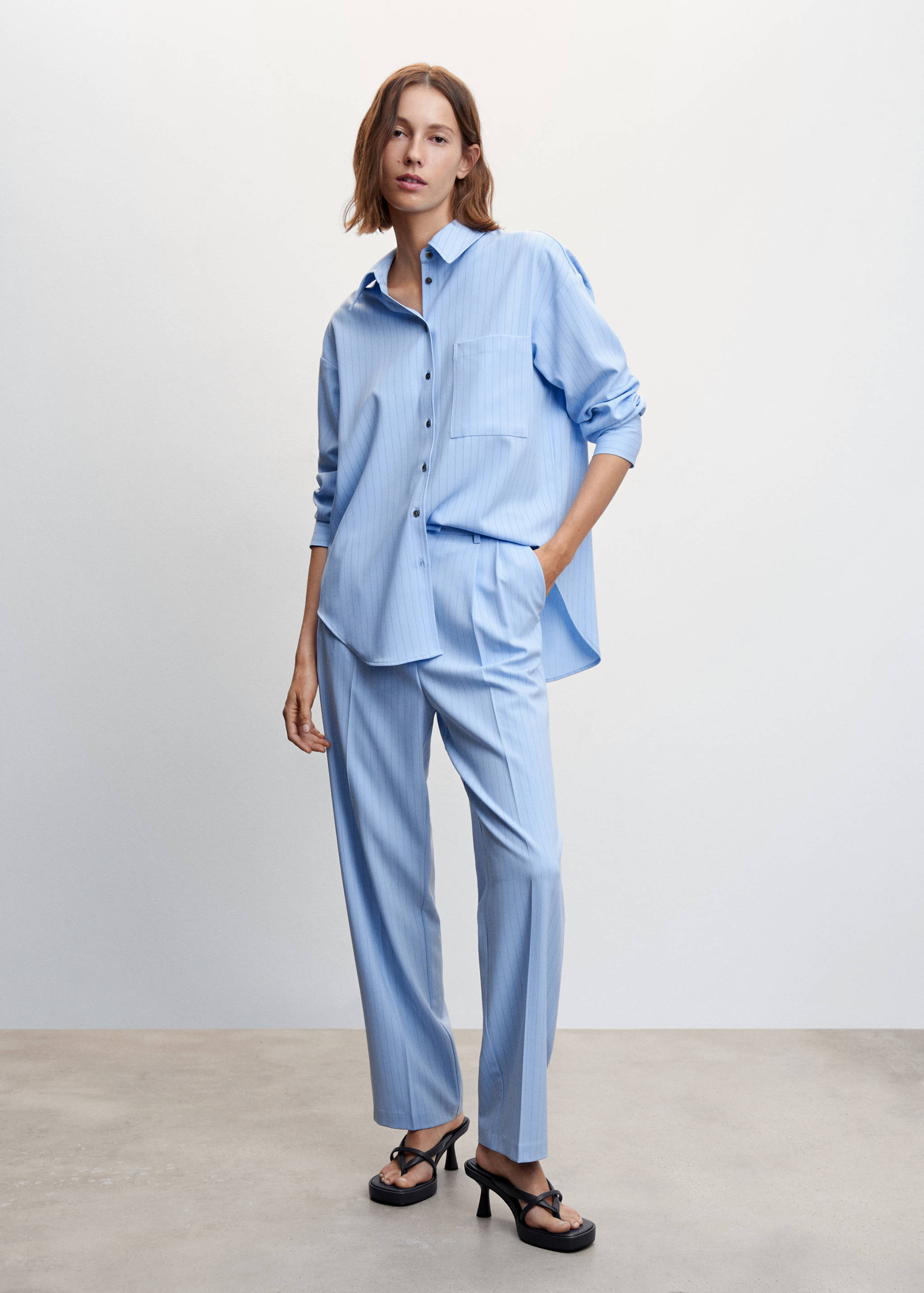 Chalk-stripe straight trousers - General plane
