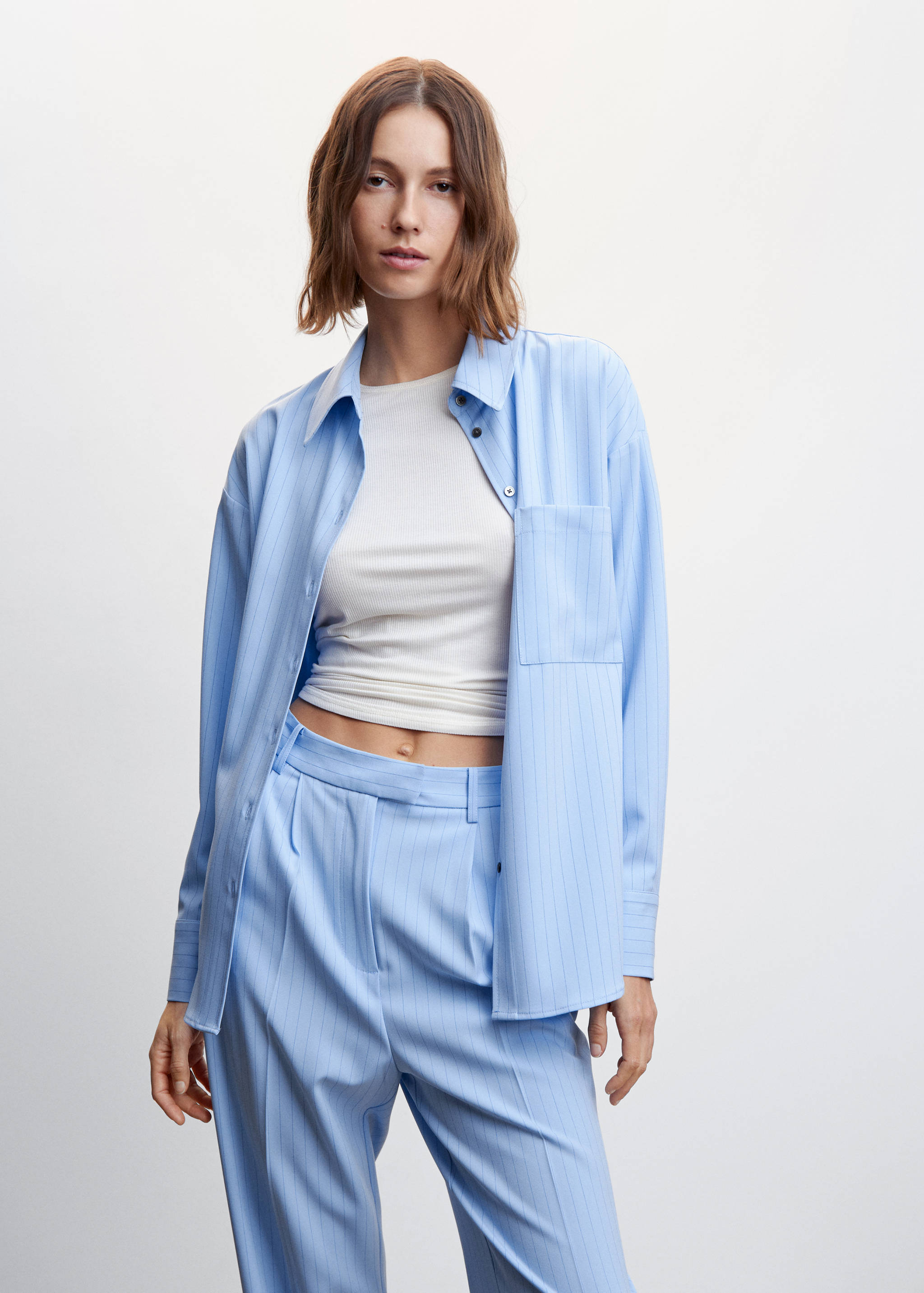 Chalk-stripe straight trousers - Details of the article 1