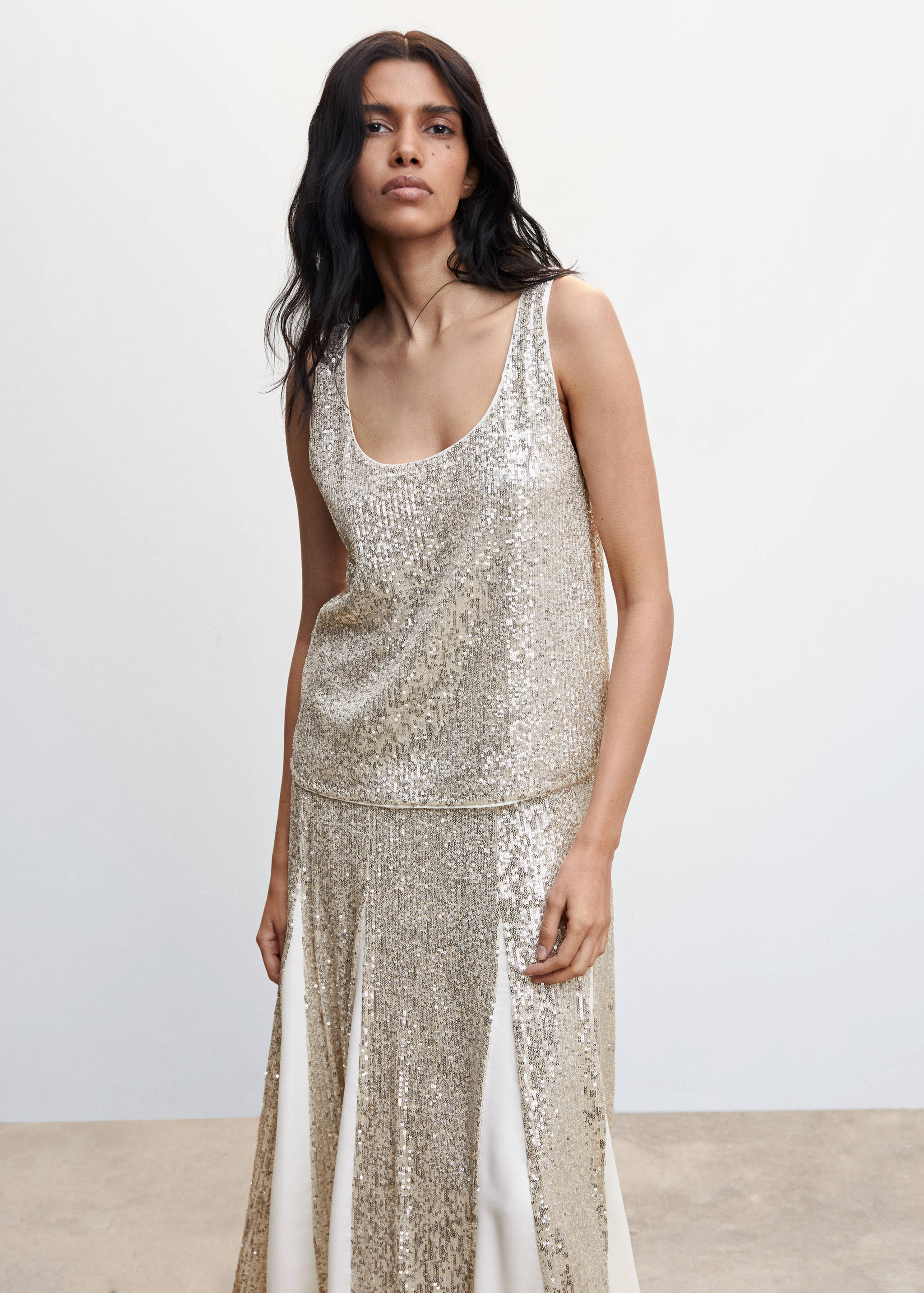 Paillettenbesetztes Trägertop - Mittlere Ansicht