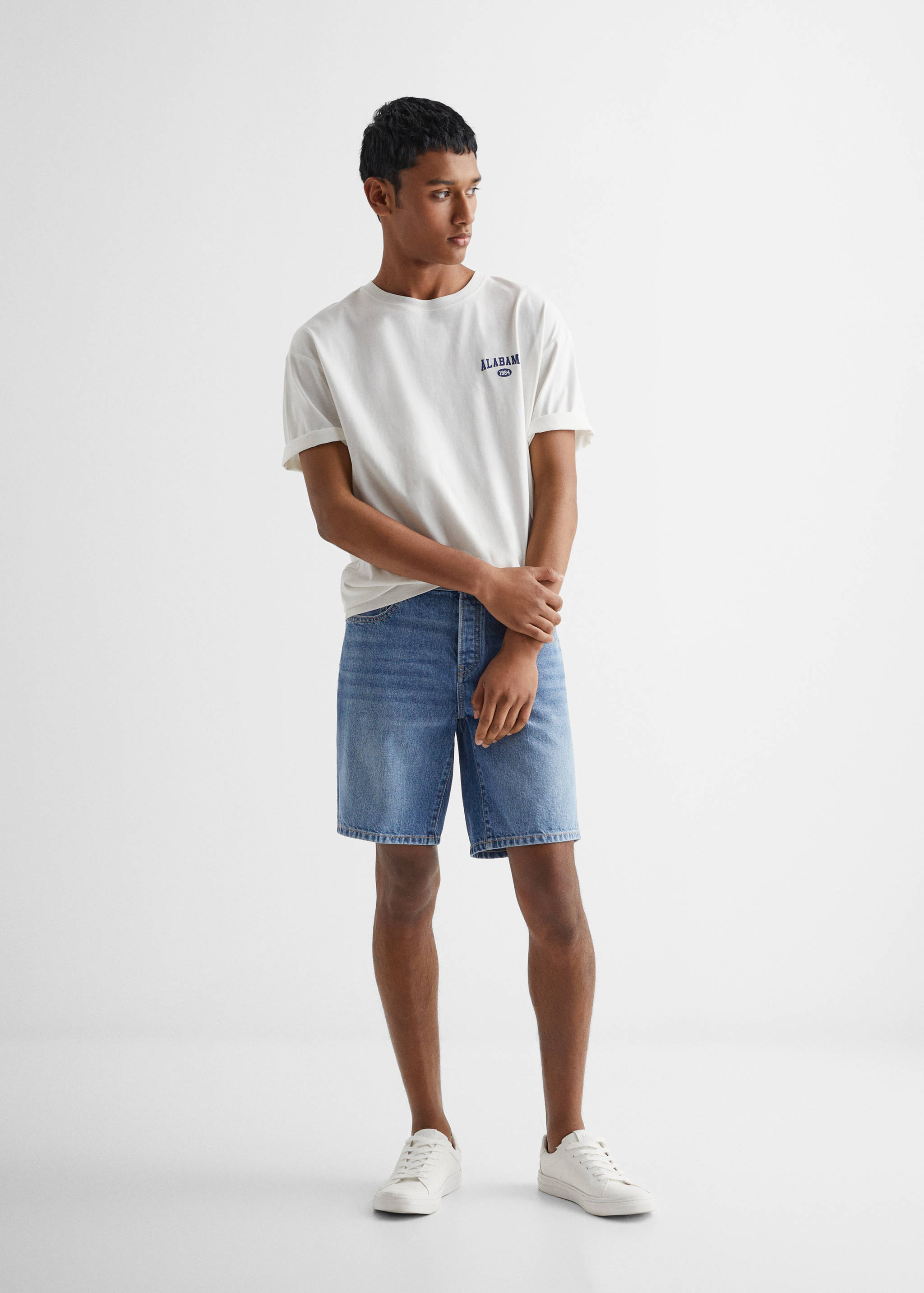 Cotton denim shorts - General plane