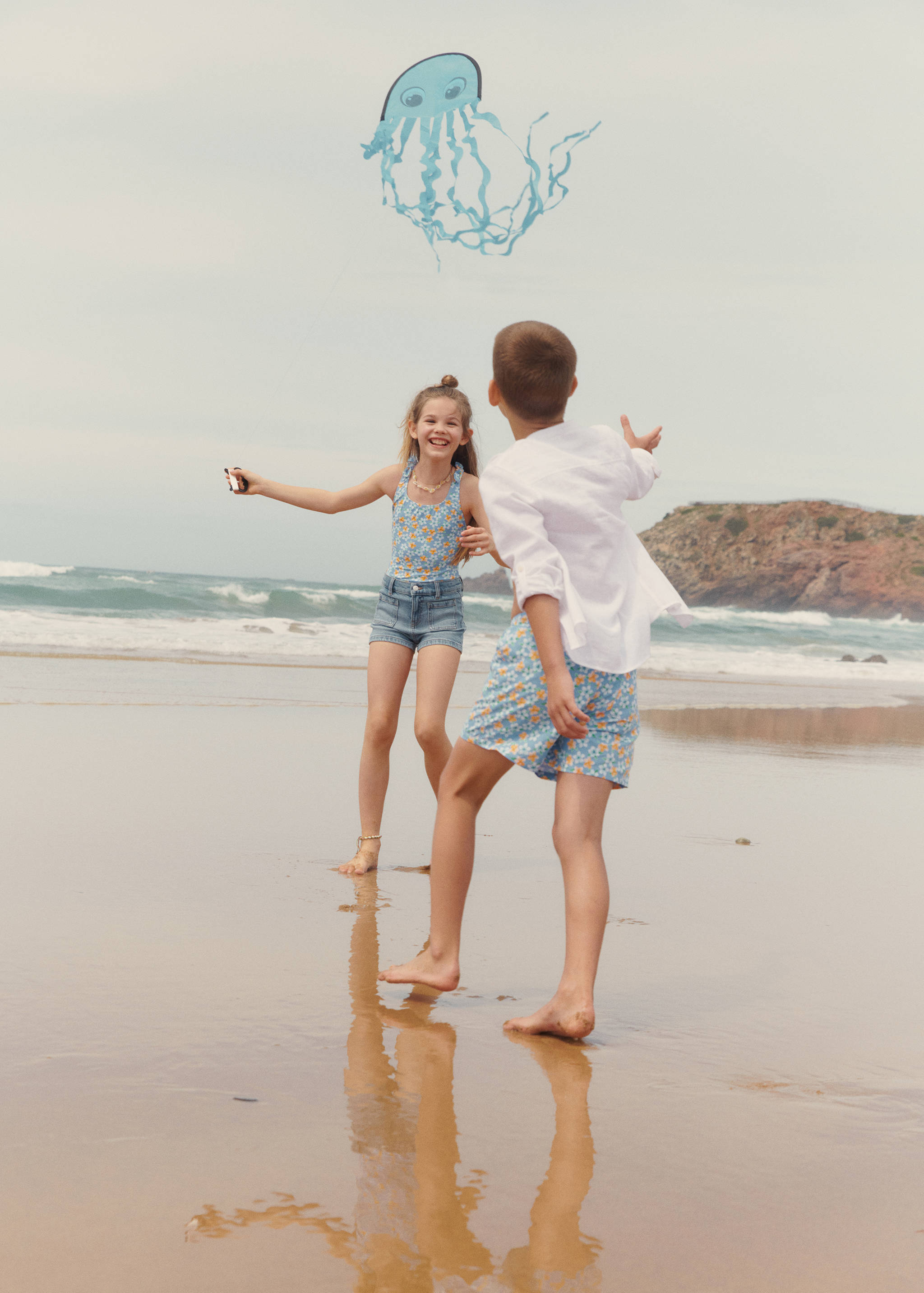 Plavky s květinovým potiskem - Celkový náhled