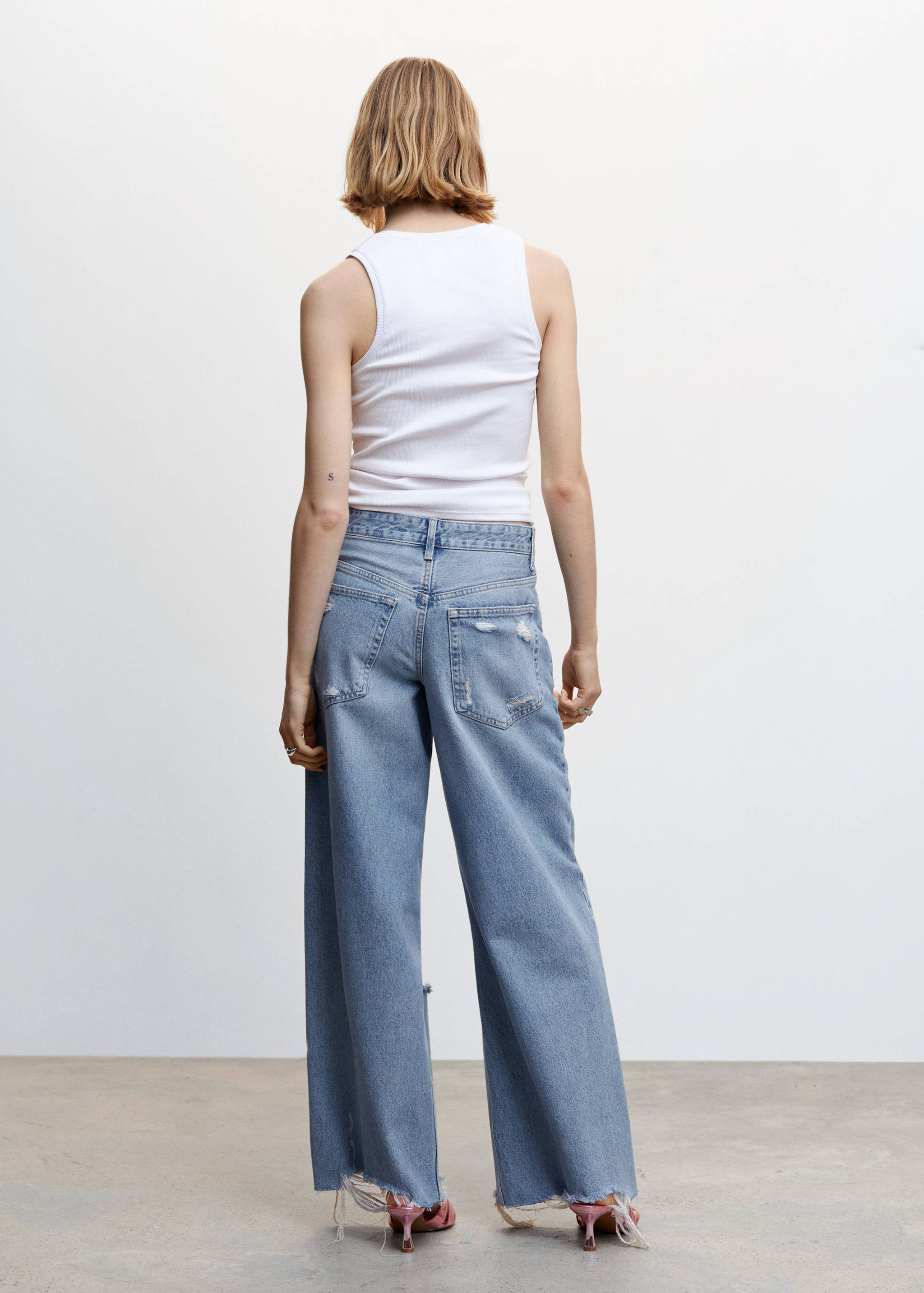 Decorative ripped wideleg jeans - Reverse of the article