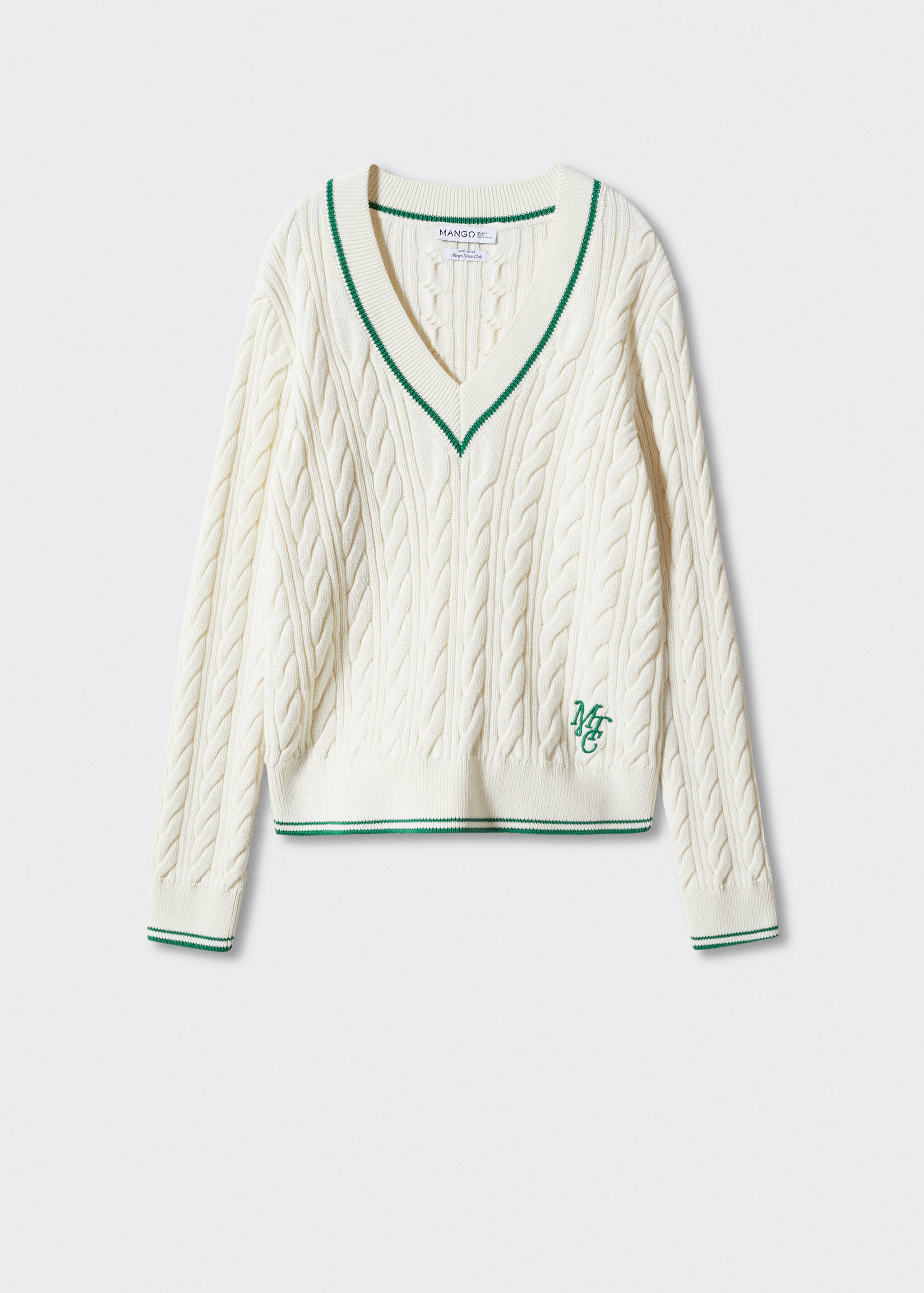 V-neck braided sweater - Article without model