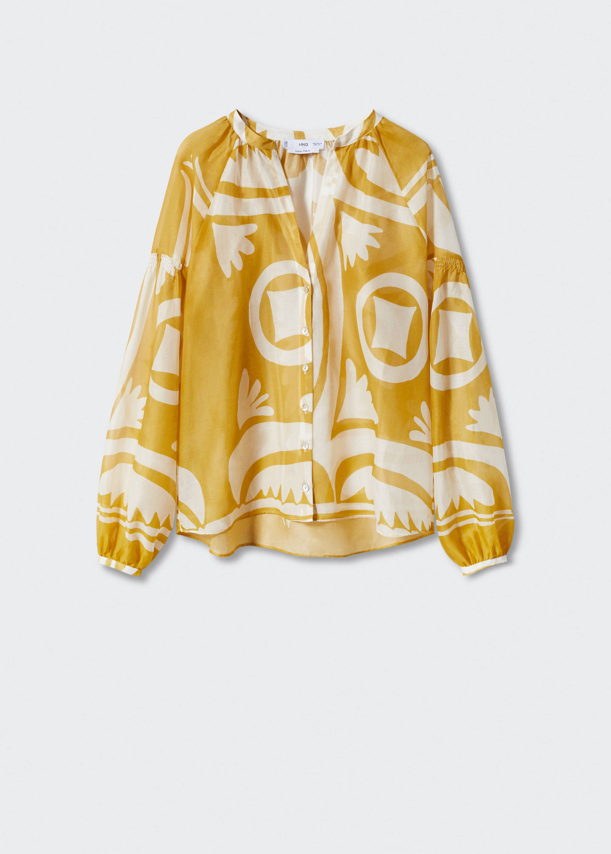 Gemustertes Hemd mit Ballonärmeln - Artikel ohne Model