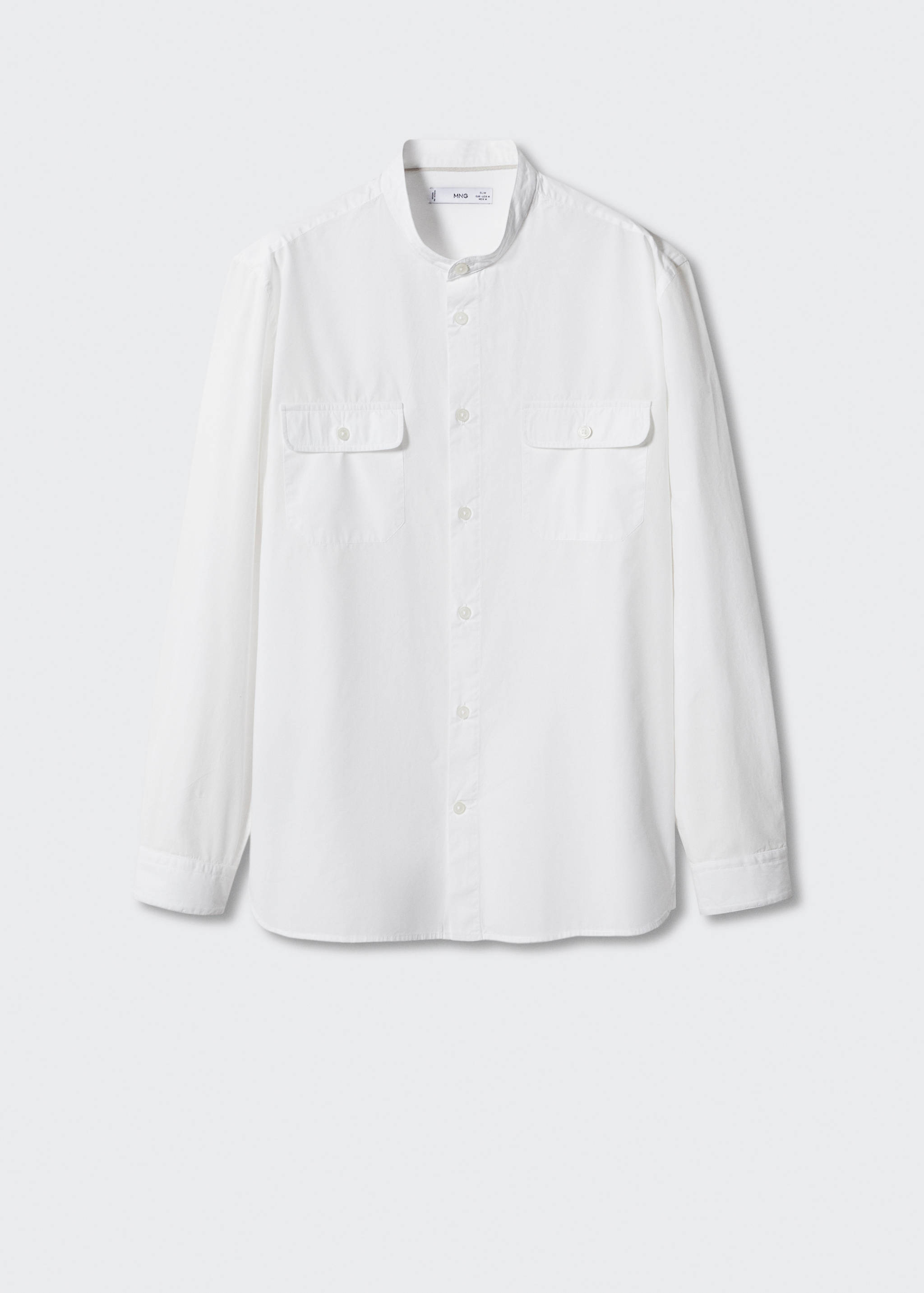 Slim-fit Mao-collar cotton shirt - Article without model