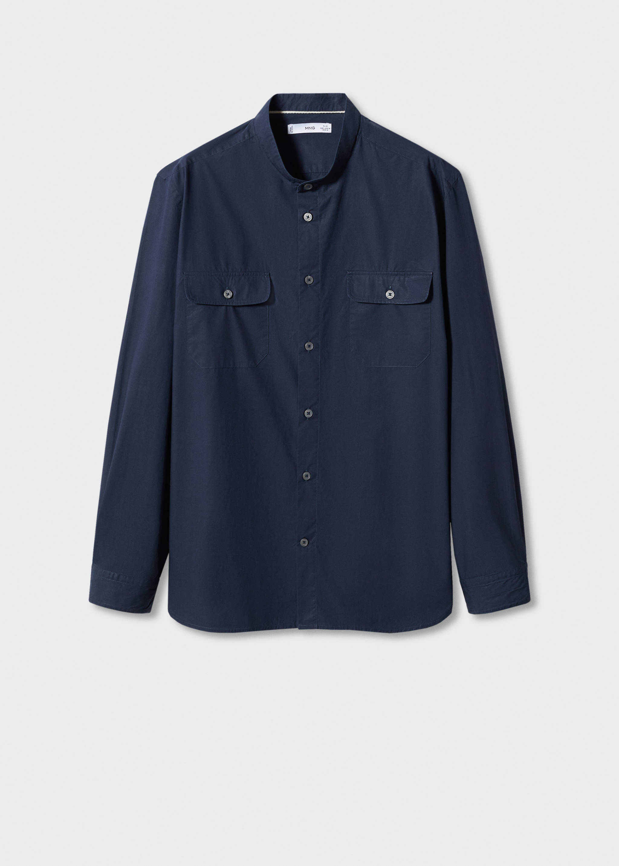 Slim-fit Mao-collar cotton shirt - Article without model