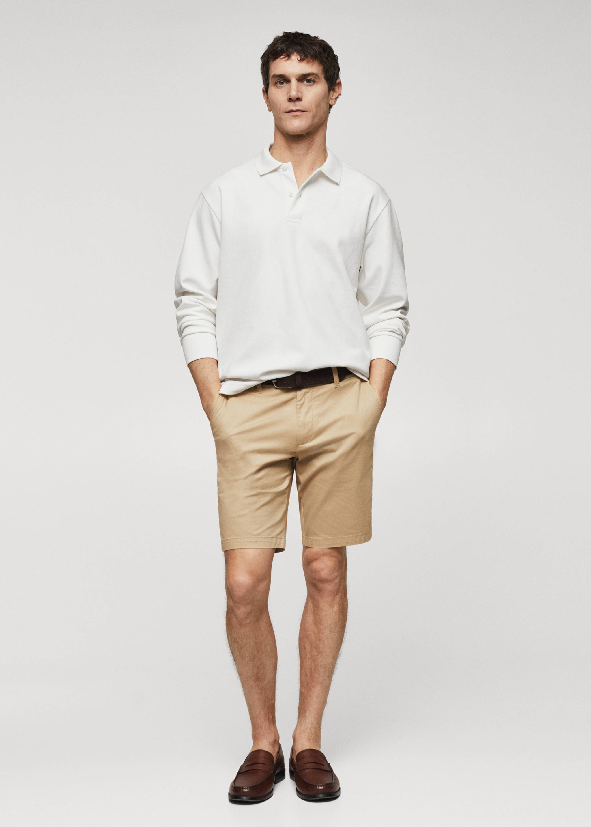 Langärmliges Baumwoll-Poloshirt - Allgemeine Ansicht