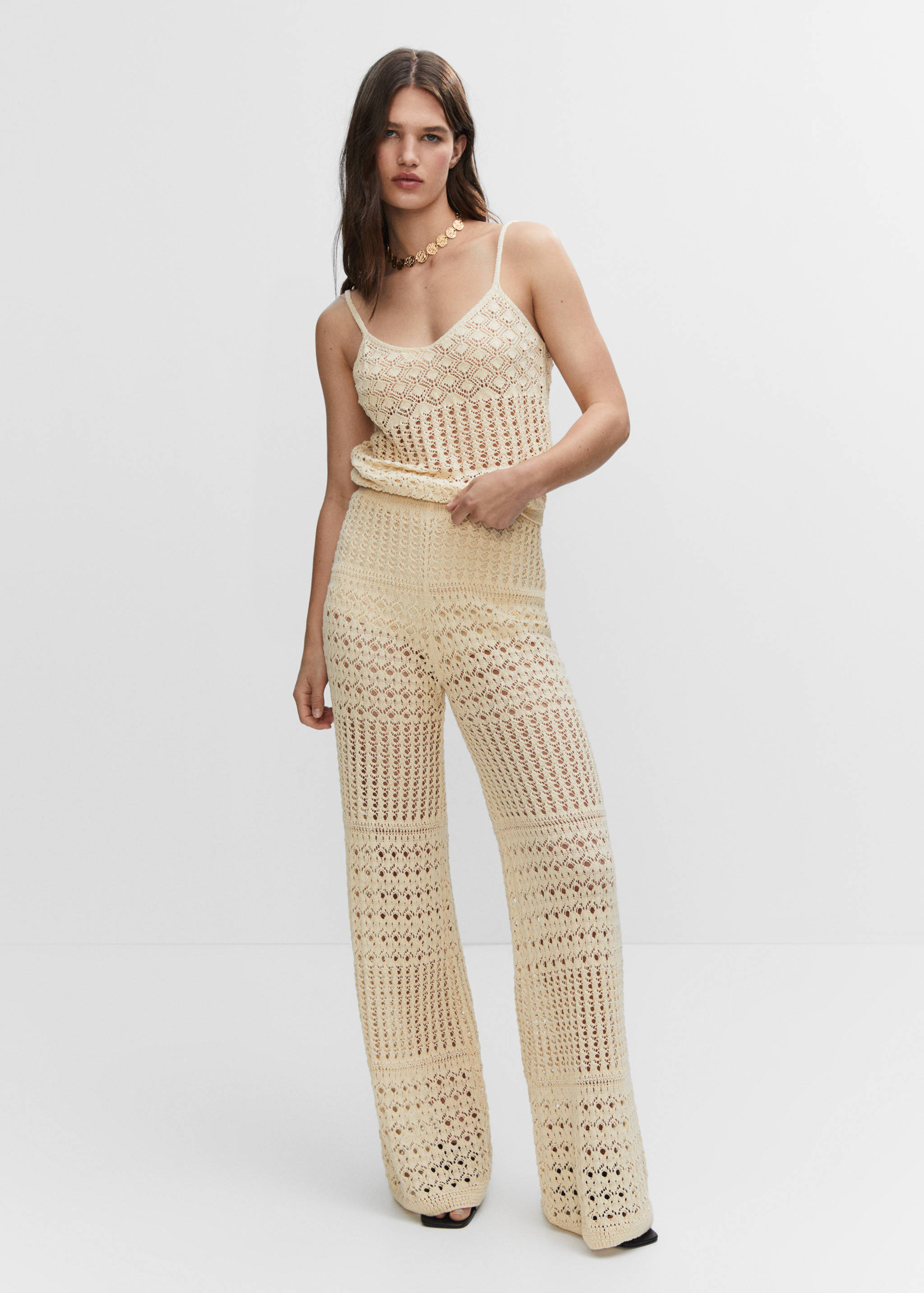 Openwork knitted palazzo trousers - General plane