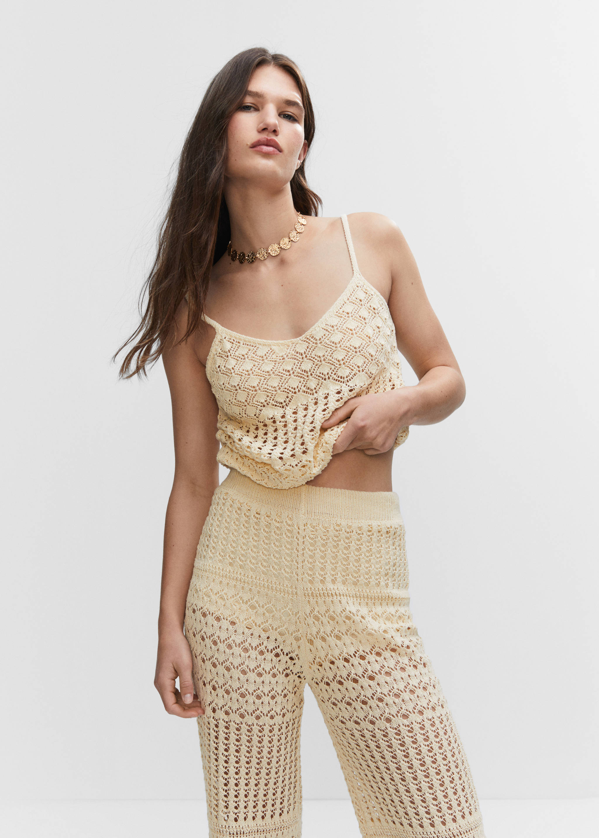 Openwork knitted palazzo trousers - Details of the article 1