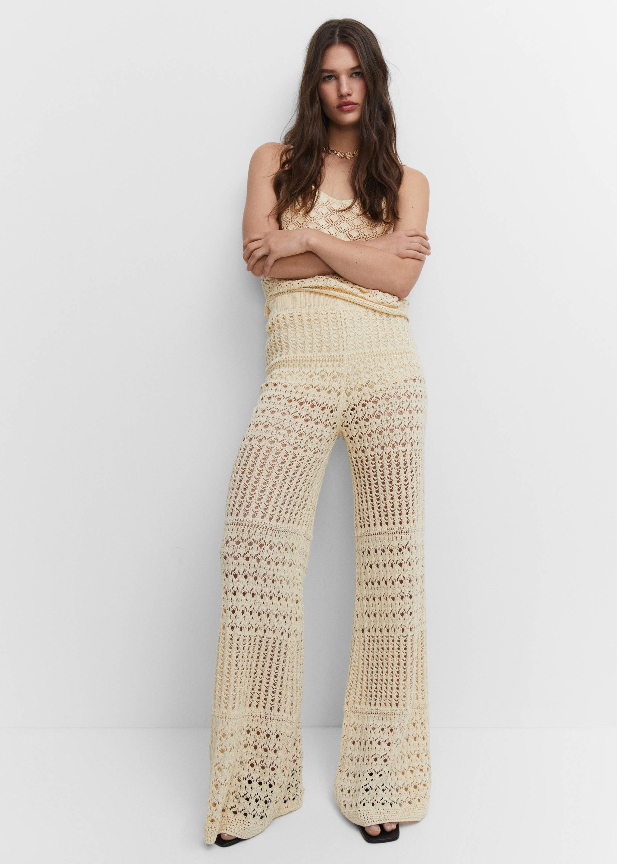 Openwork knitted palazzo trousers - Details of the article 2