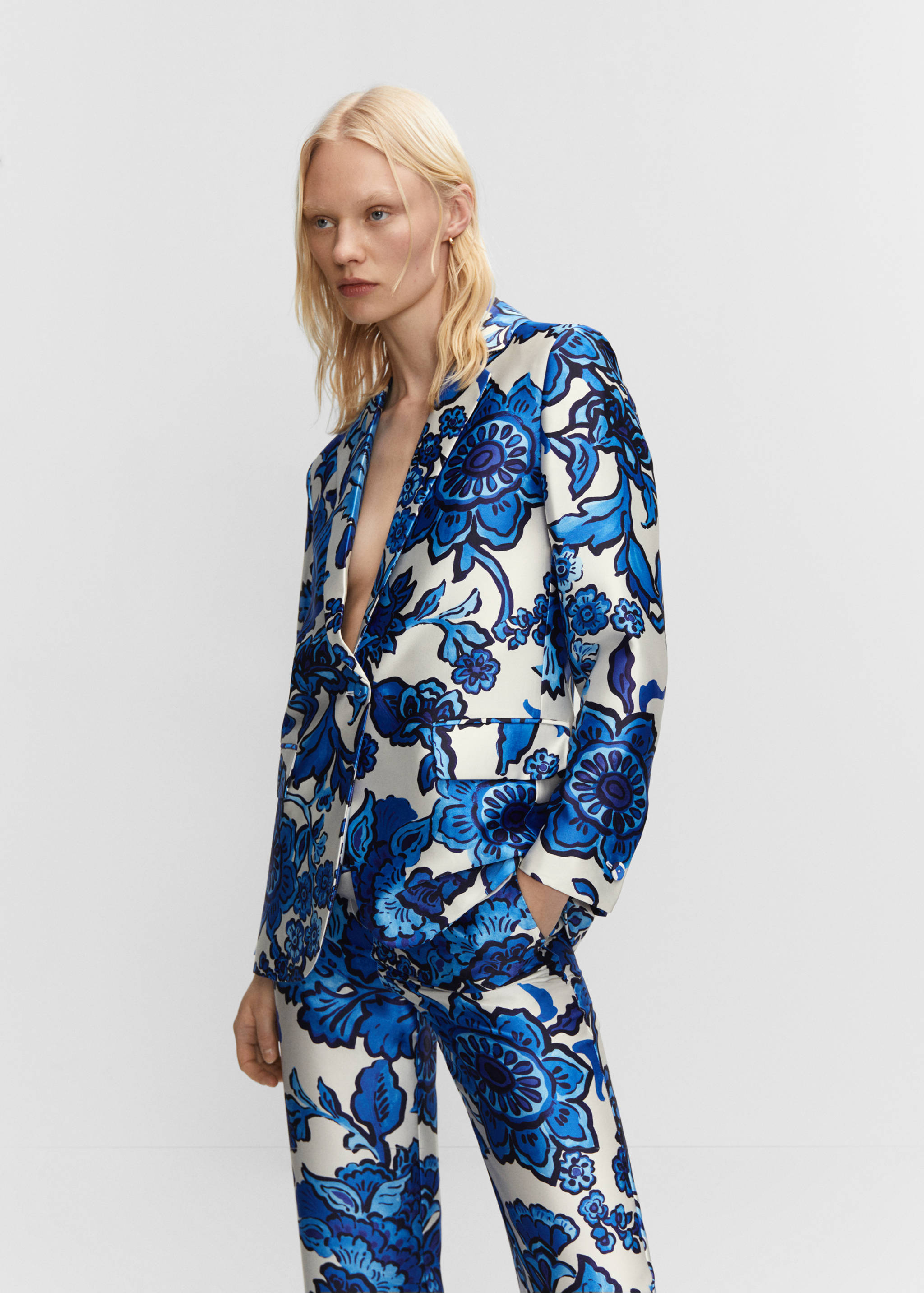 Satin printed blazer - Medium plane