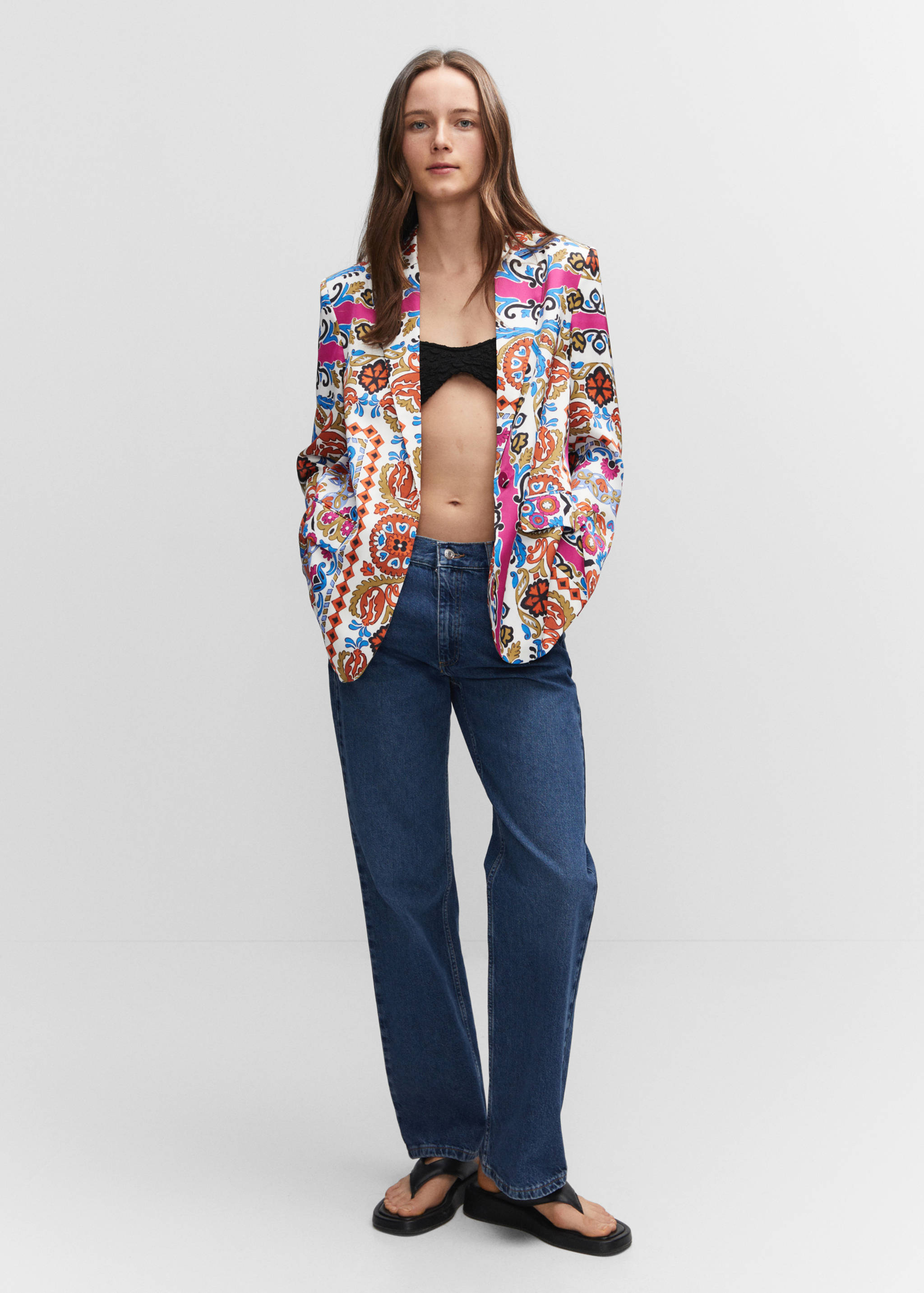 Satin printed blazer - General plane