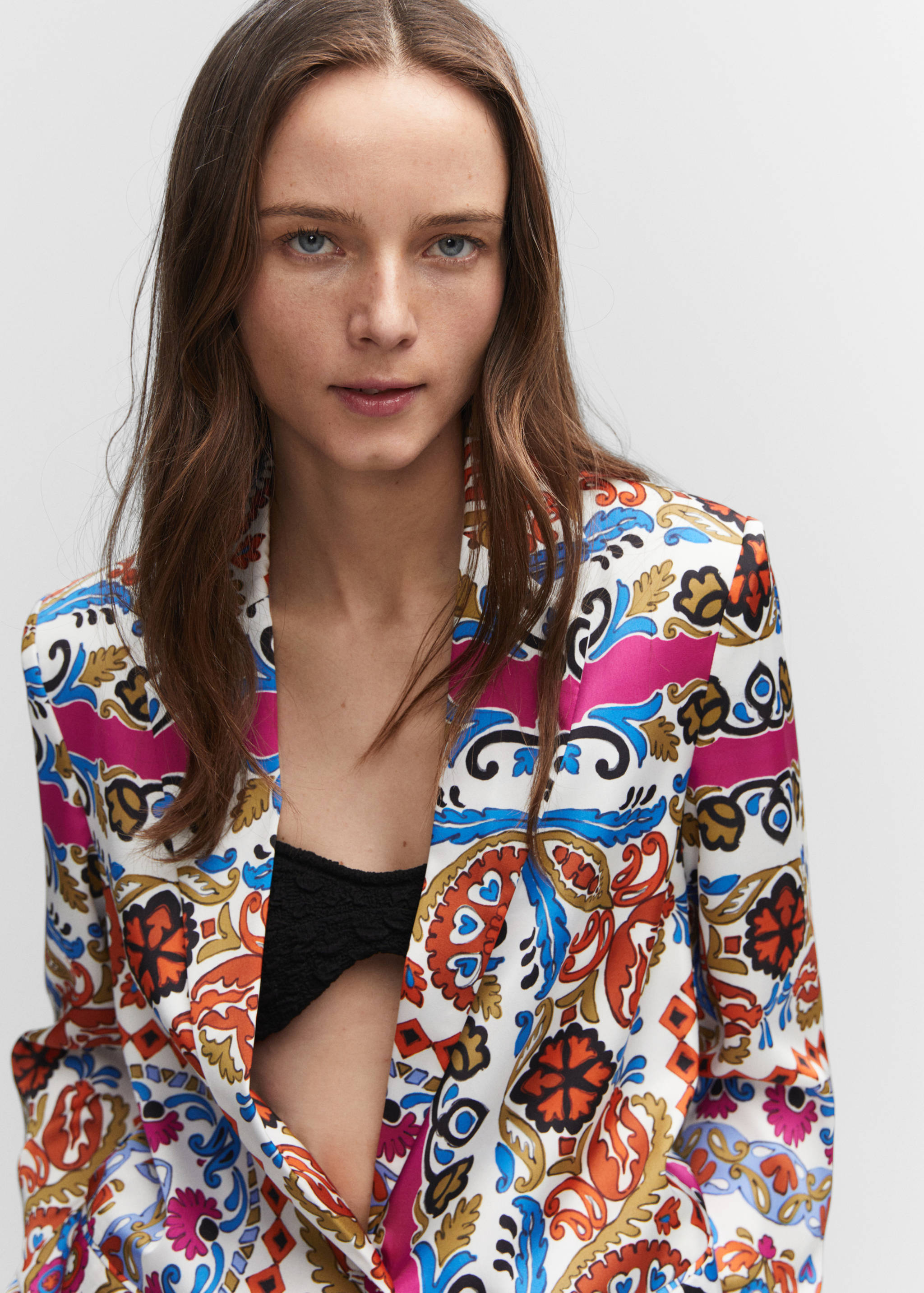 Satin printed blazer - Details of the article 1