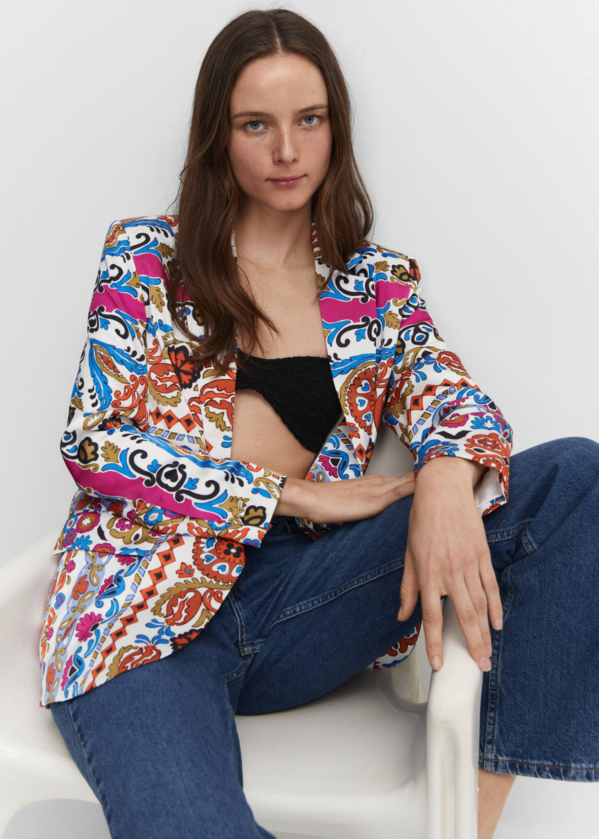 Satin printed blazer - Details of the article 2