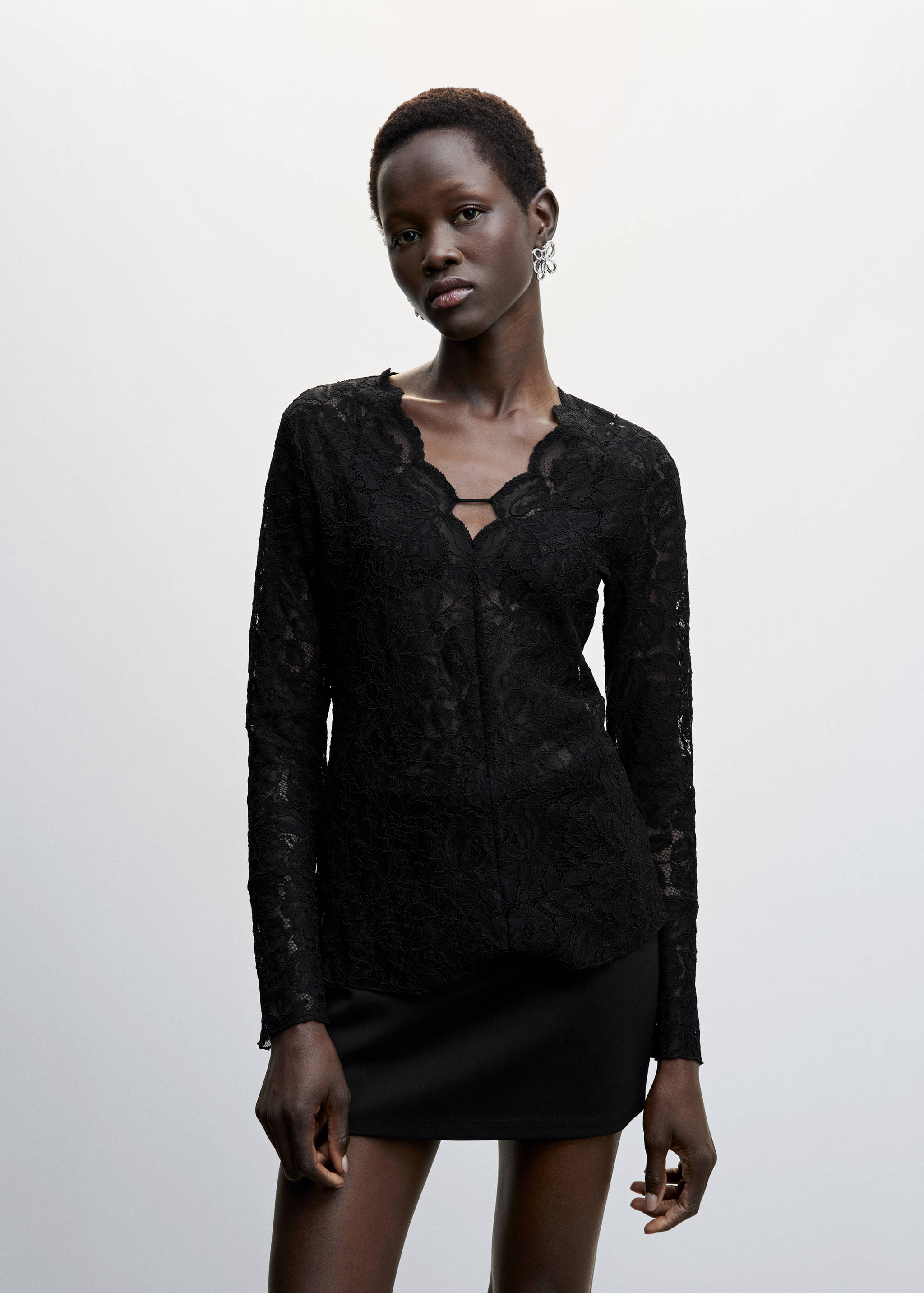 Blouse guipure florale - Plan moyen