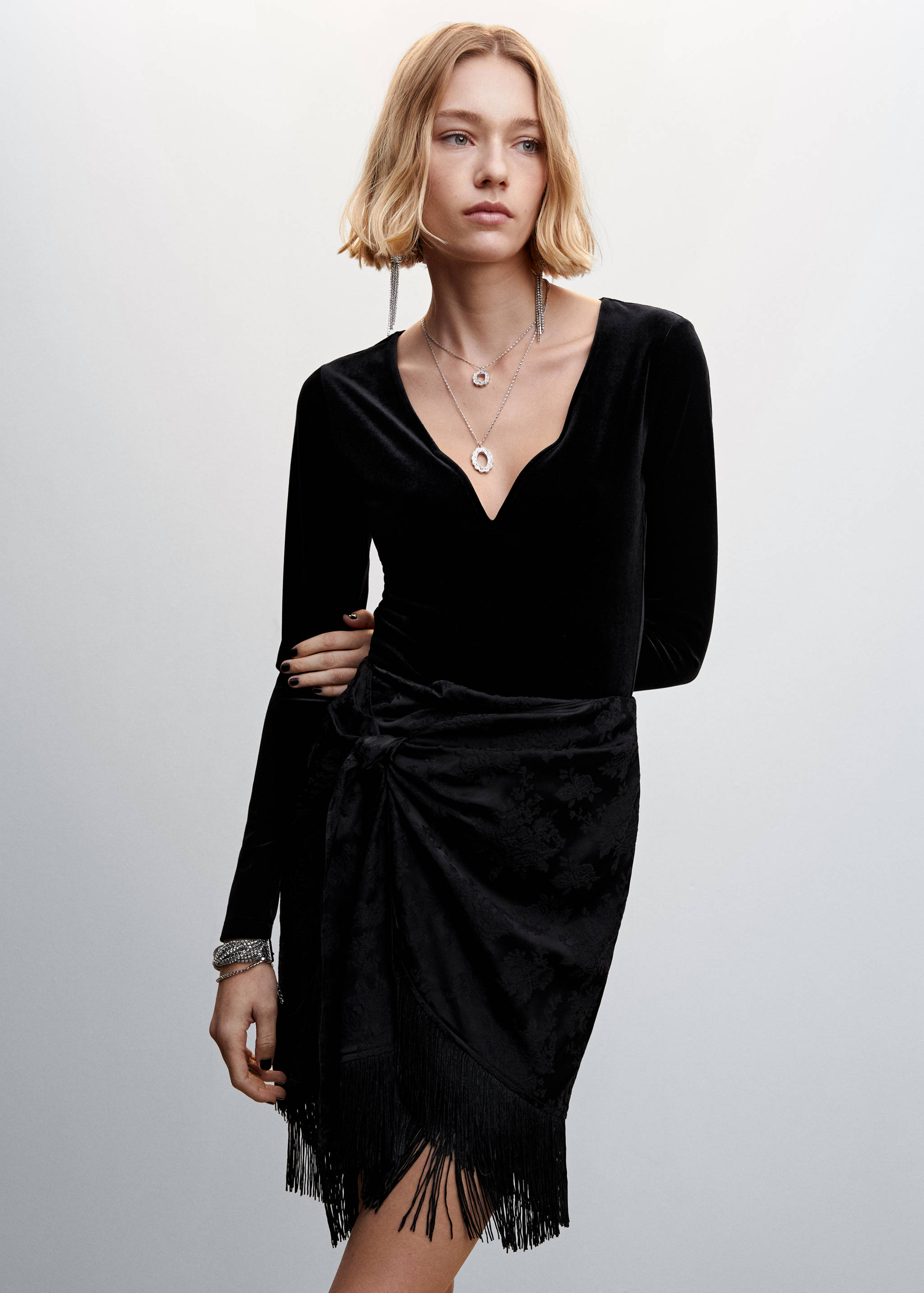 Fringed jacquard skirt - Medium plane