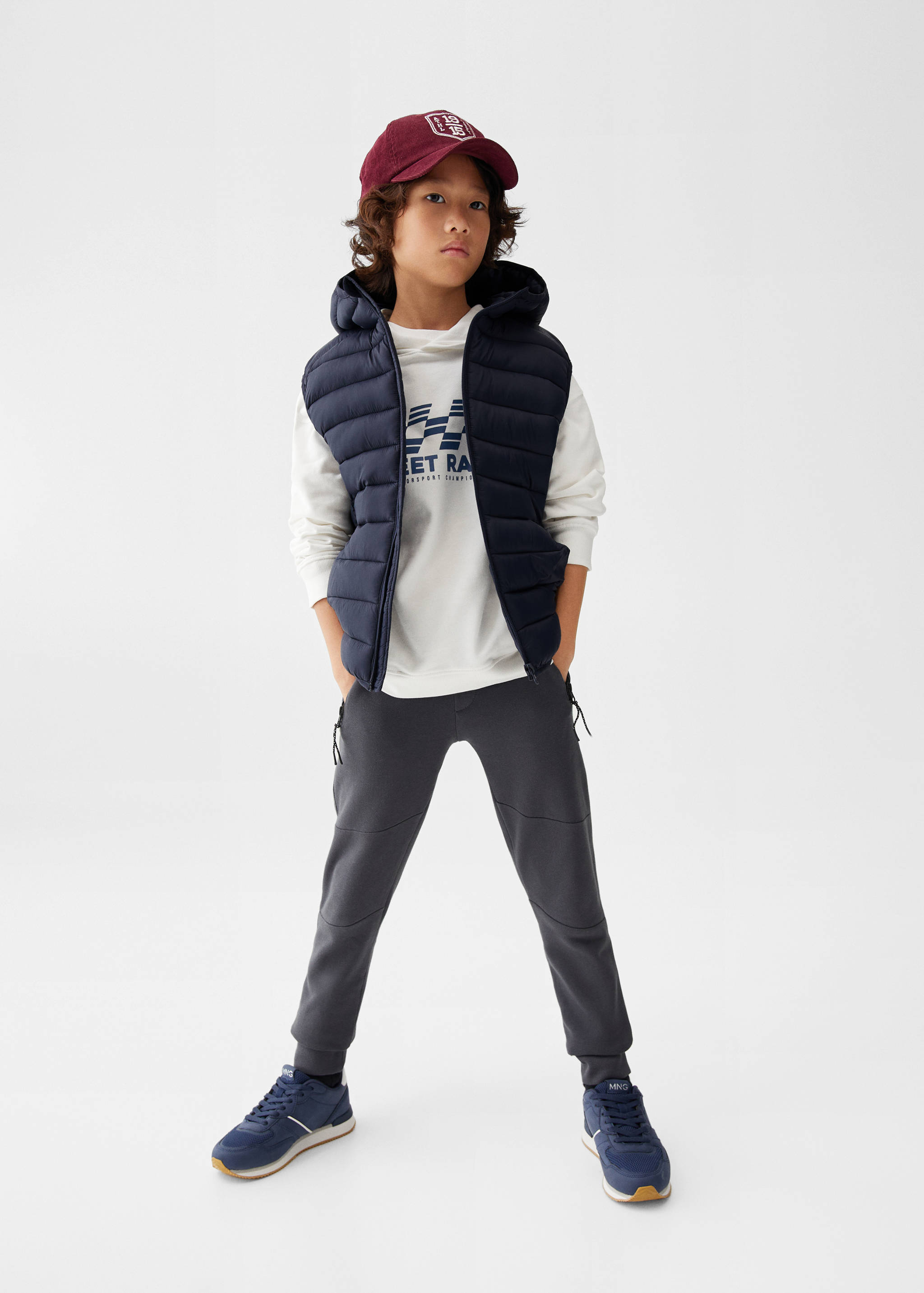 Quilted gilet with hood - General plane