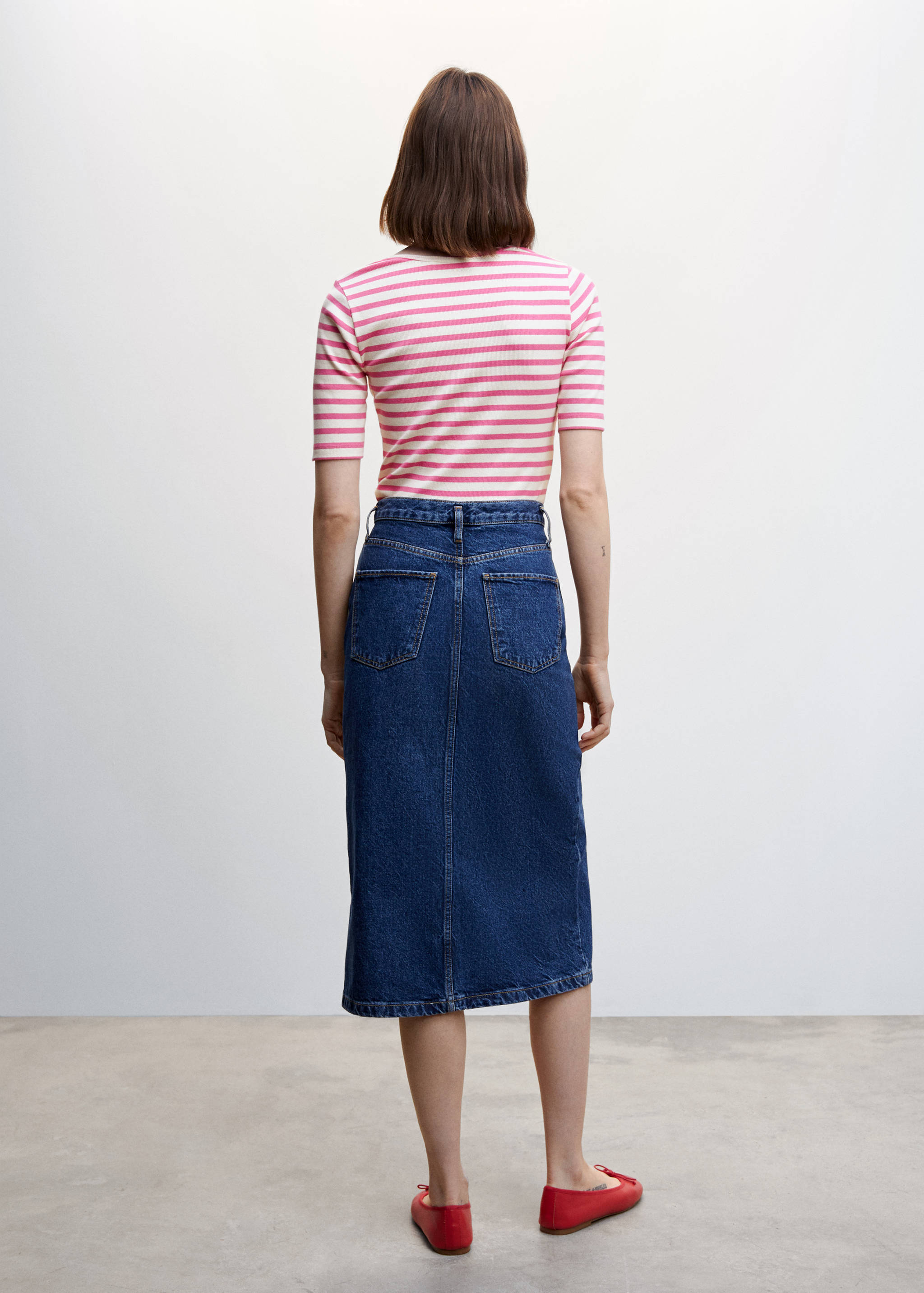 Gestreiftes Rippen-T-Shirt  - Rückseite des Artikels