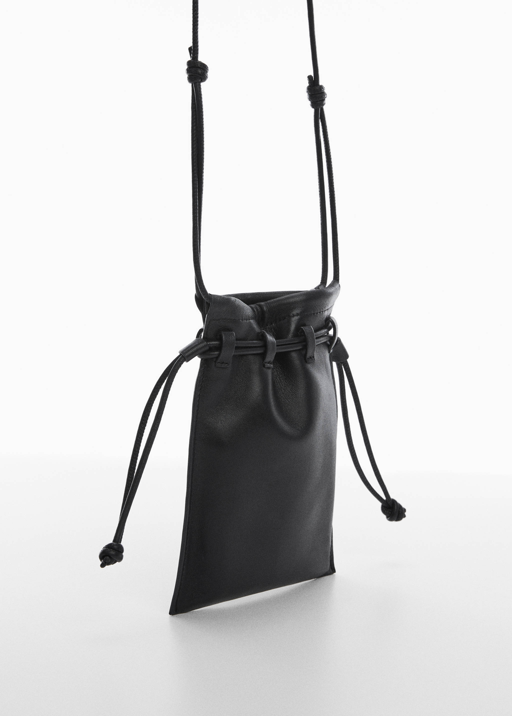 Mini leather bucket bag - Medium plane